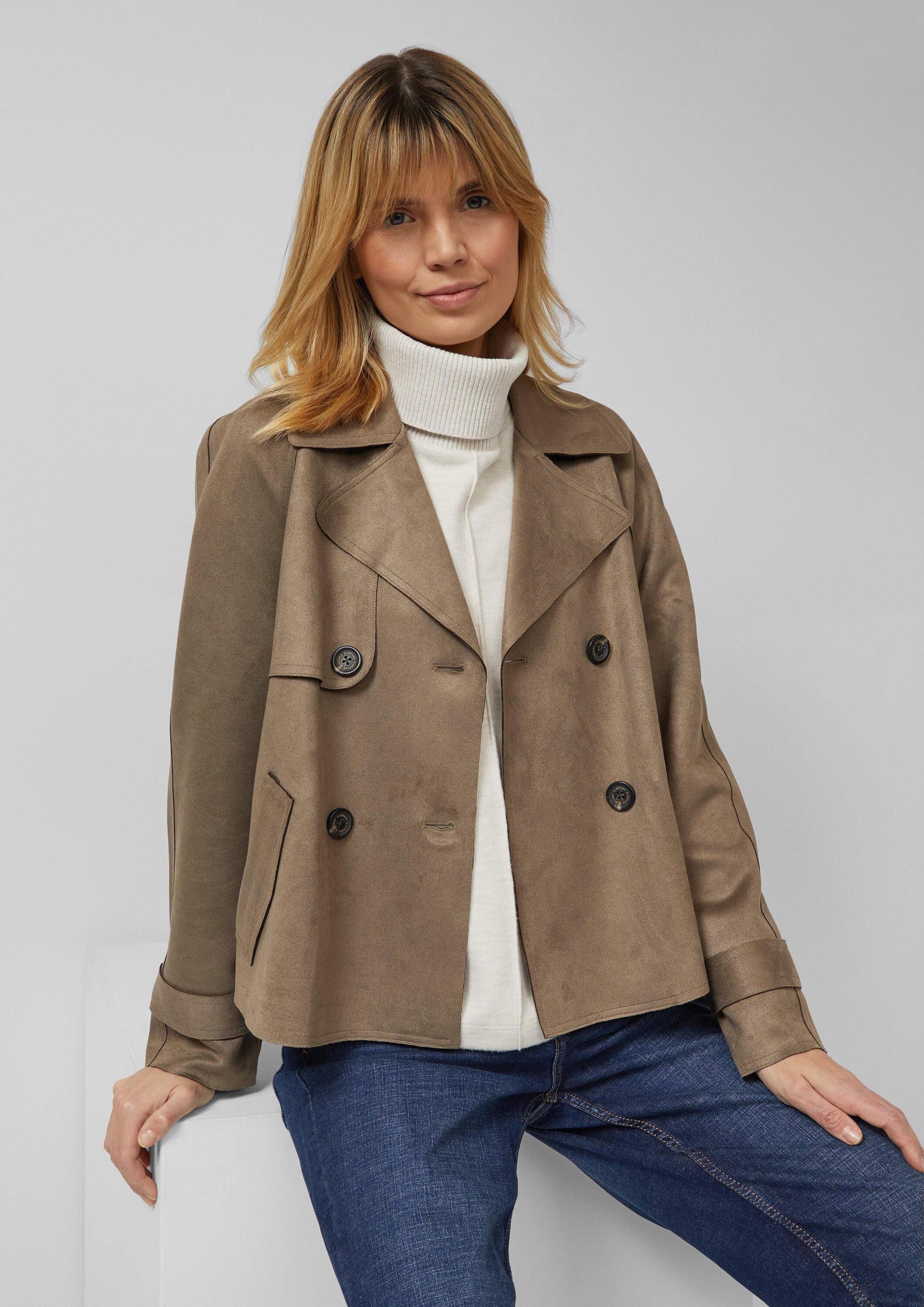 s.Oliver Funktionsjacke Outdoor-Jacke Cabanjacke im Relaxed Fit in Velourslederoptik