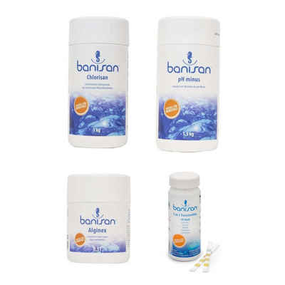 Banisan Poolpflege Banisan Wasserpflege-Set Chlorchranulat pH-Minus Algen Teststreifen