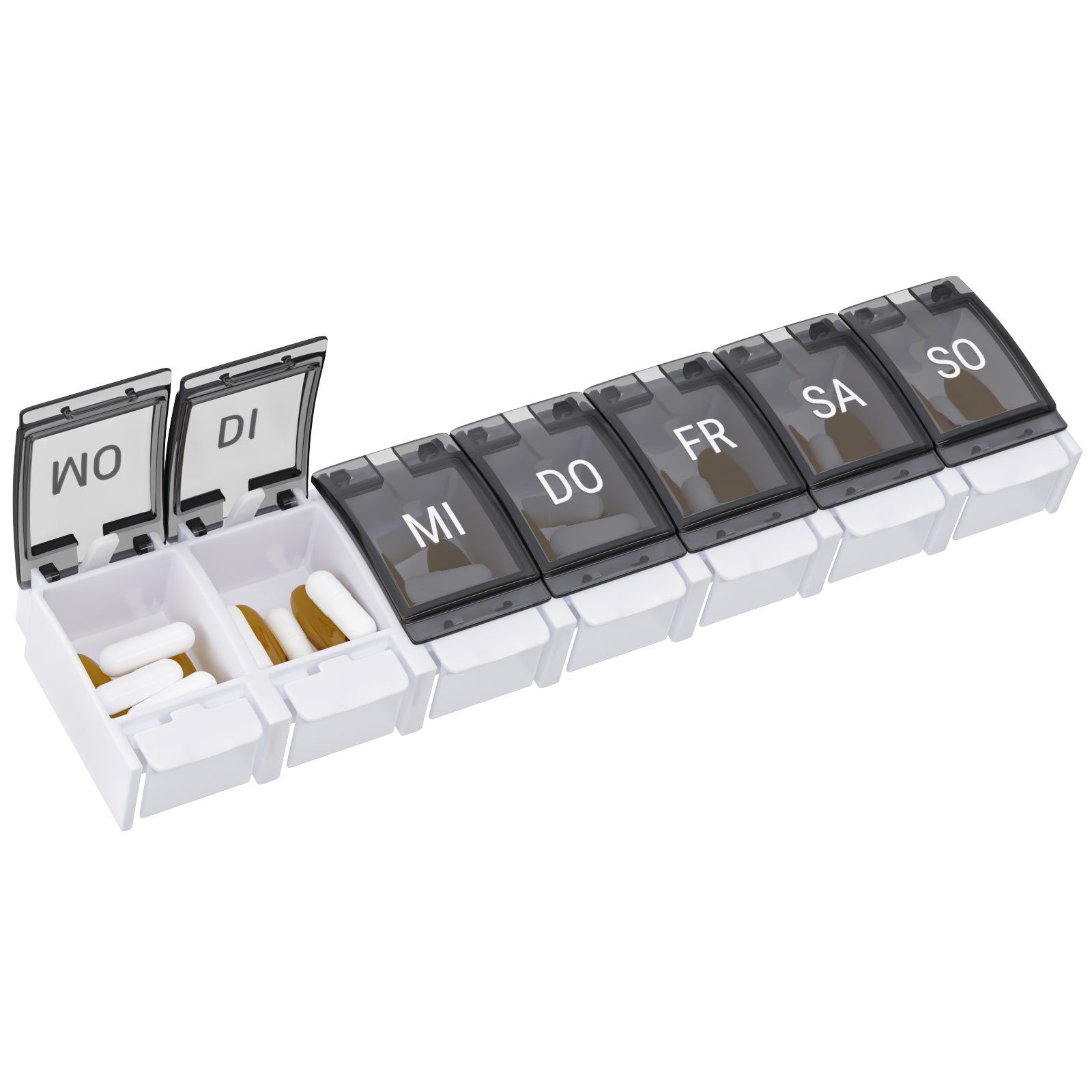 Wellgro Pillendose Tablettenbox 7 Tage mit Druckverschluss