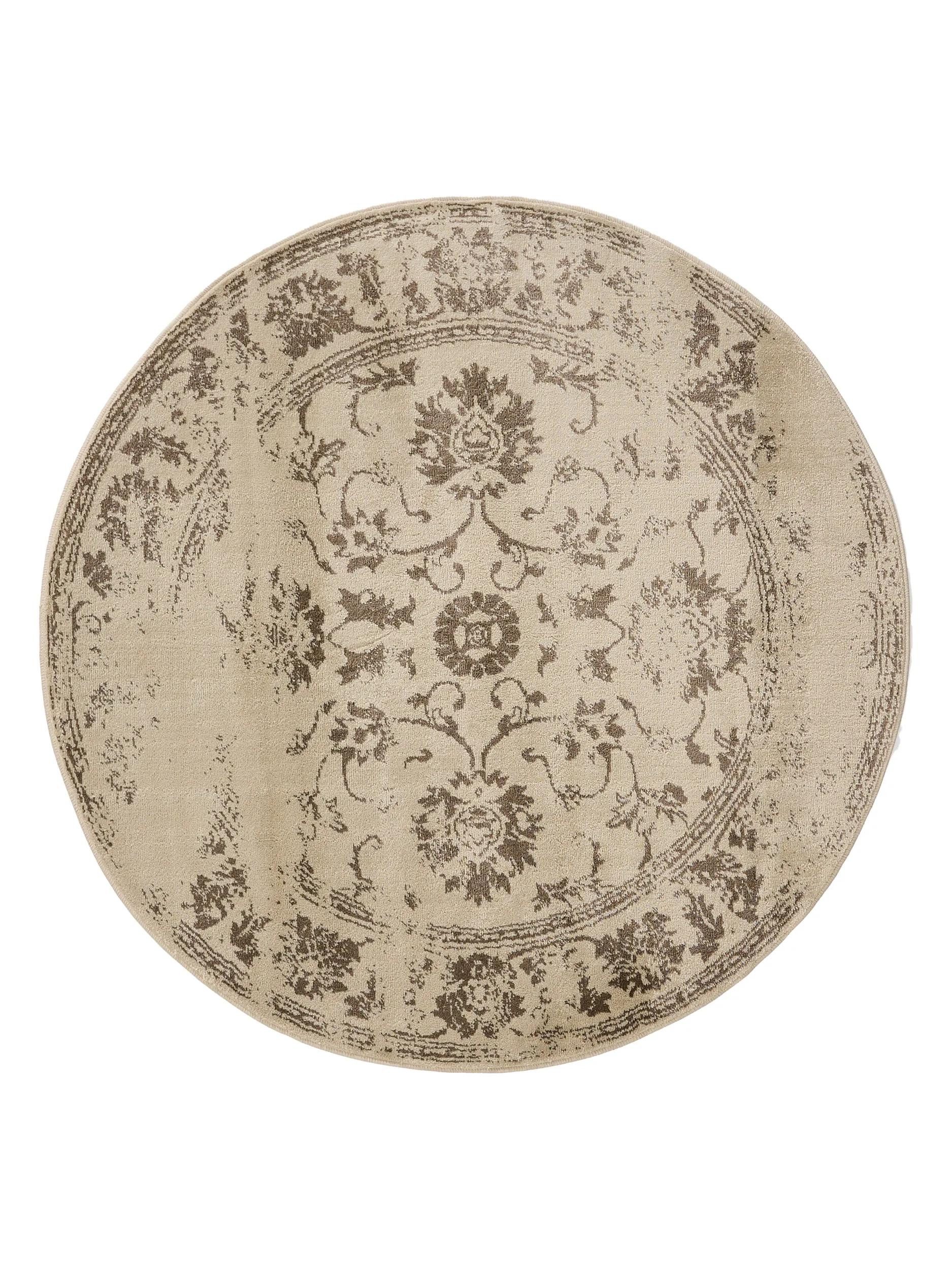benuta Teppich Suki, rund, Höhe: 6 mm, Vintage-Look, Kurzflor, Retro Teppich Wohnzimmer, Schlafzimmer