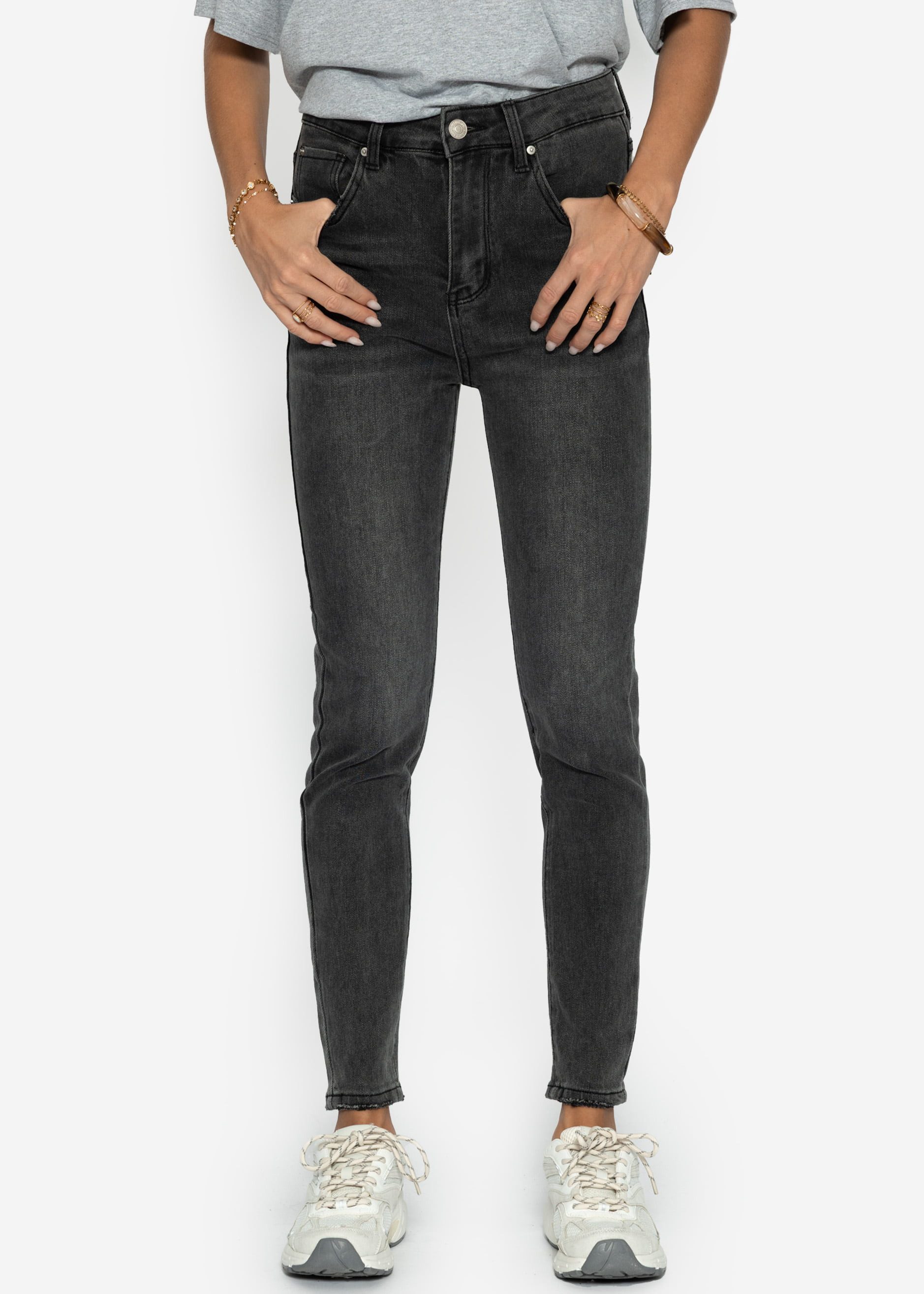 SASSYCLASSY Skinny-fit-Jeans High Waist Skinny Jeans Damen Stretchy Skinny-Fit-Jeans Blue Denim figurbetont elastisch Hellblau Dunkelblau