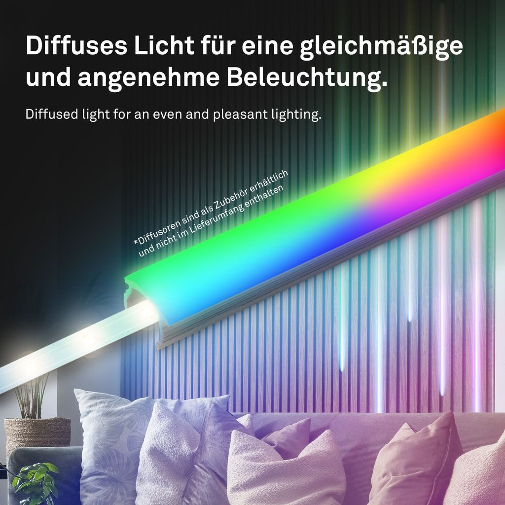 Briloner Leuchten LED Deckenleuchte 8022252, Dimmfunktion, LED fest integriert, 2700K - Extra-Warmweiß, LED Strip 2,6m Weiß 24V Zubehör Akustikpaneele Wohnzimmer Flur