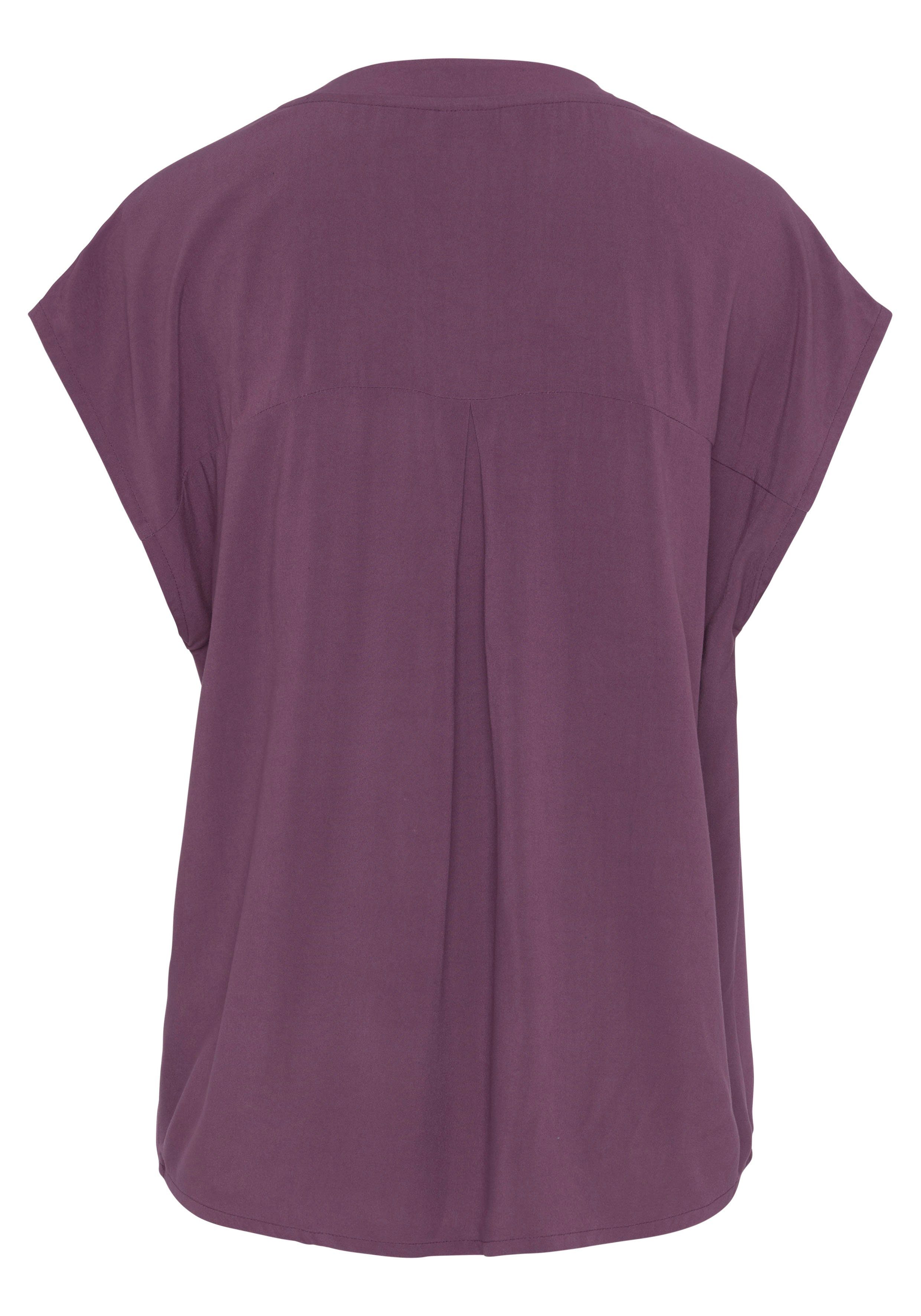 LASCANA Schlupfbluse mit tiefem V-Ausschnitt und modischen Knöpfen luftige Kurzarmbluse, lässiges Blusenshirt, Basic – Bild 4 von 5