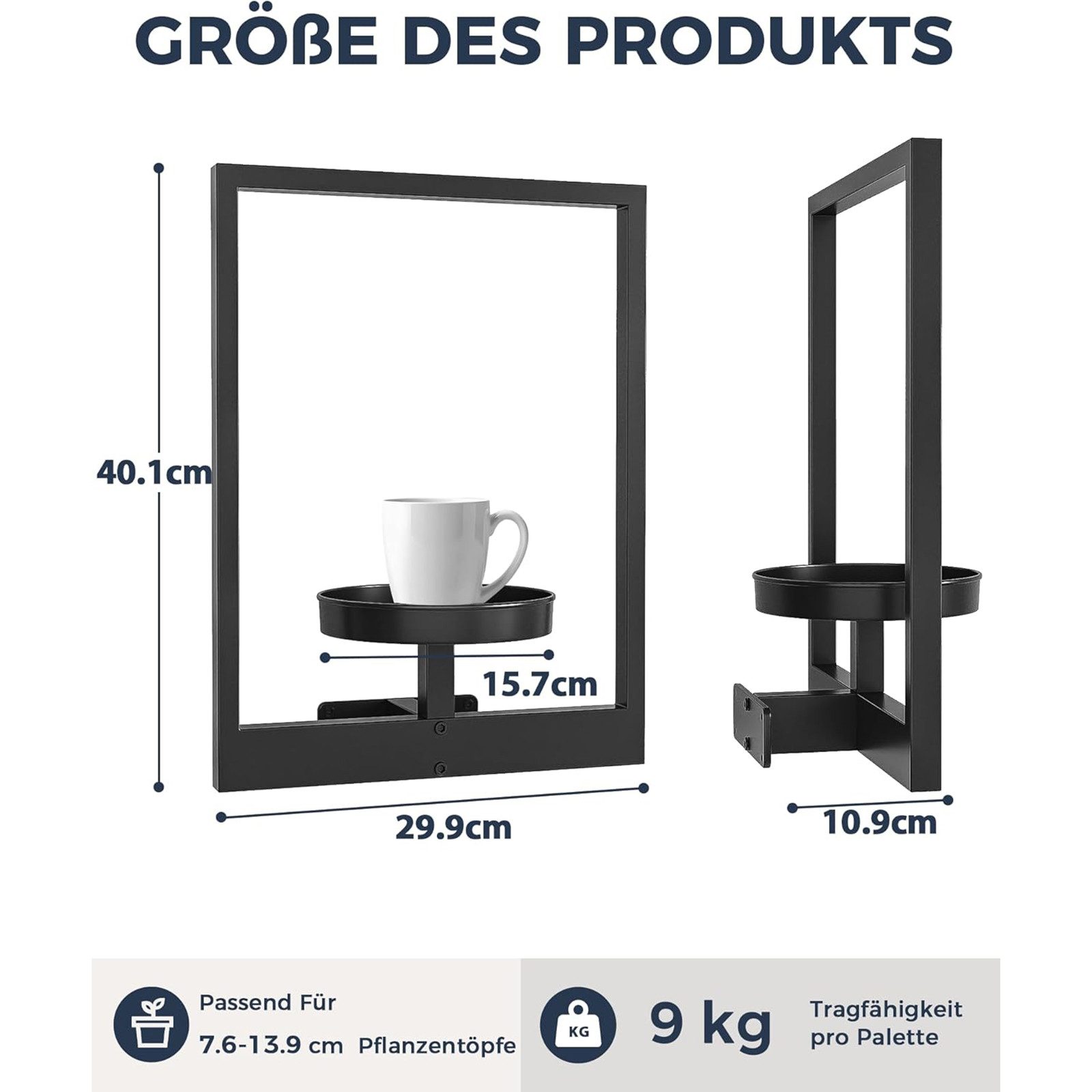 AIMAX Wanddekoobjekt Pflanzenständer Wandbehang für Zimmerpflanzen und Außenbereich 3 Set, Blumenständer mit Metallrahmen für Raumdekoration, blumenregal