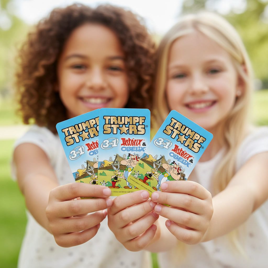 Gomazing Spiel Trumpfstars Asterix & Obelix, Kartenspiel, 3in1: Trumpfspiel, Quartett und SchwarzerPeter