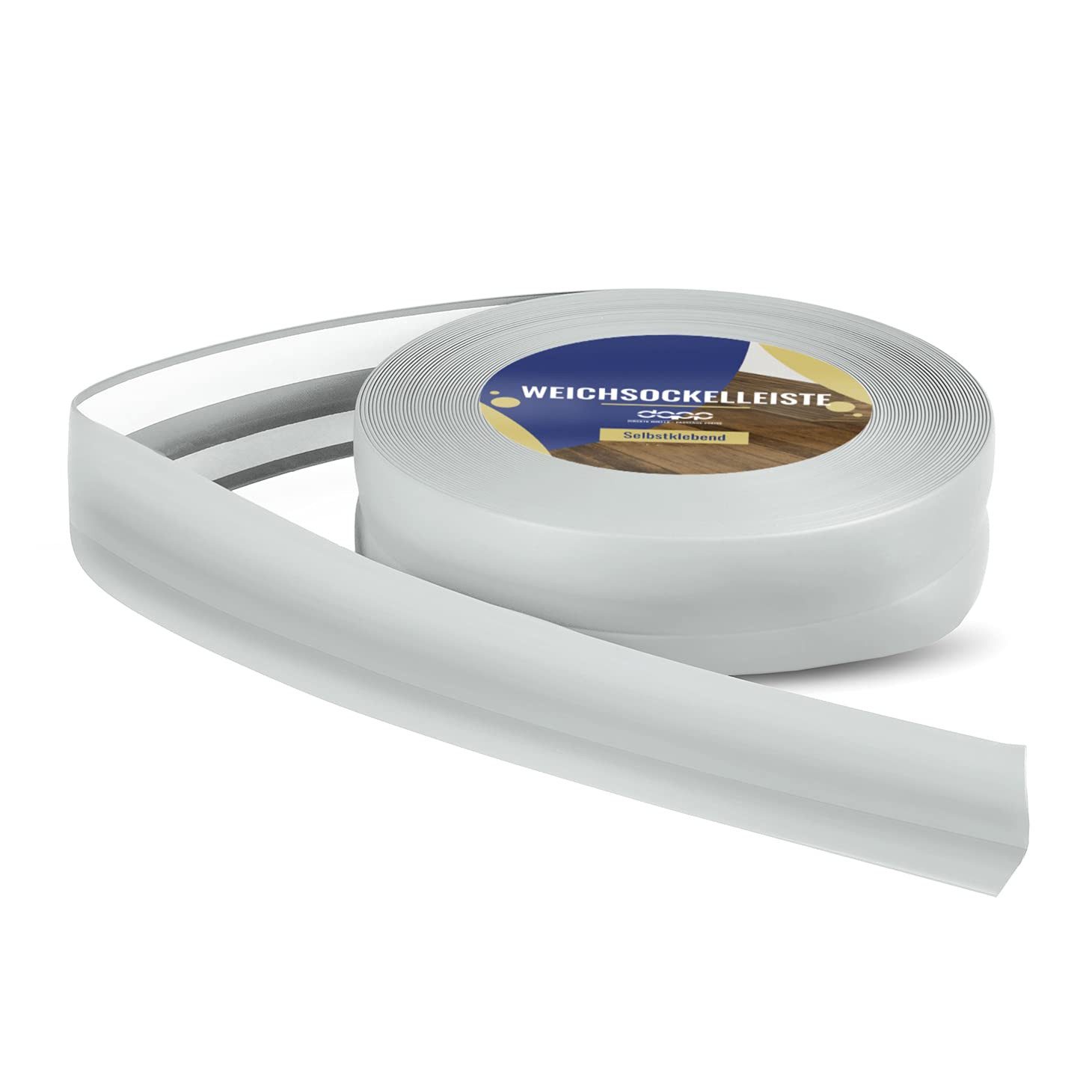 DQ-PP Sockelleiste DQ-PP WEICHSOCKELLEISTE 5m, 32x23mm, selbstklebend, Gummileiste, PVC, Sockelleiste, Abschlussleiste, Bodenleiste, Winkelprofil