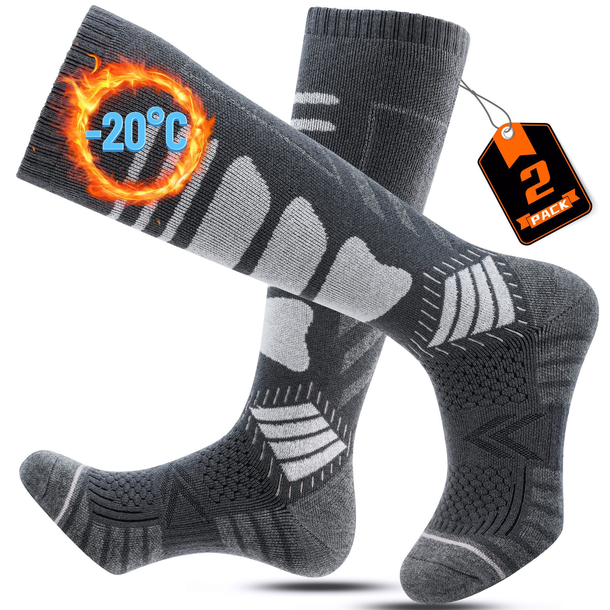 TANSTC Skisocken Merino Socken Herren Damen Thermosocken Wintersocken Kniestrümpfe Wärmend,elastisch,atmungsaktiv,temperaturregulierend,strapazierfähig