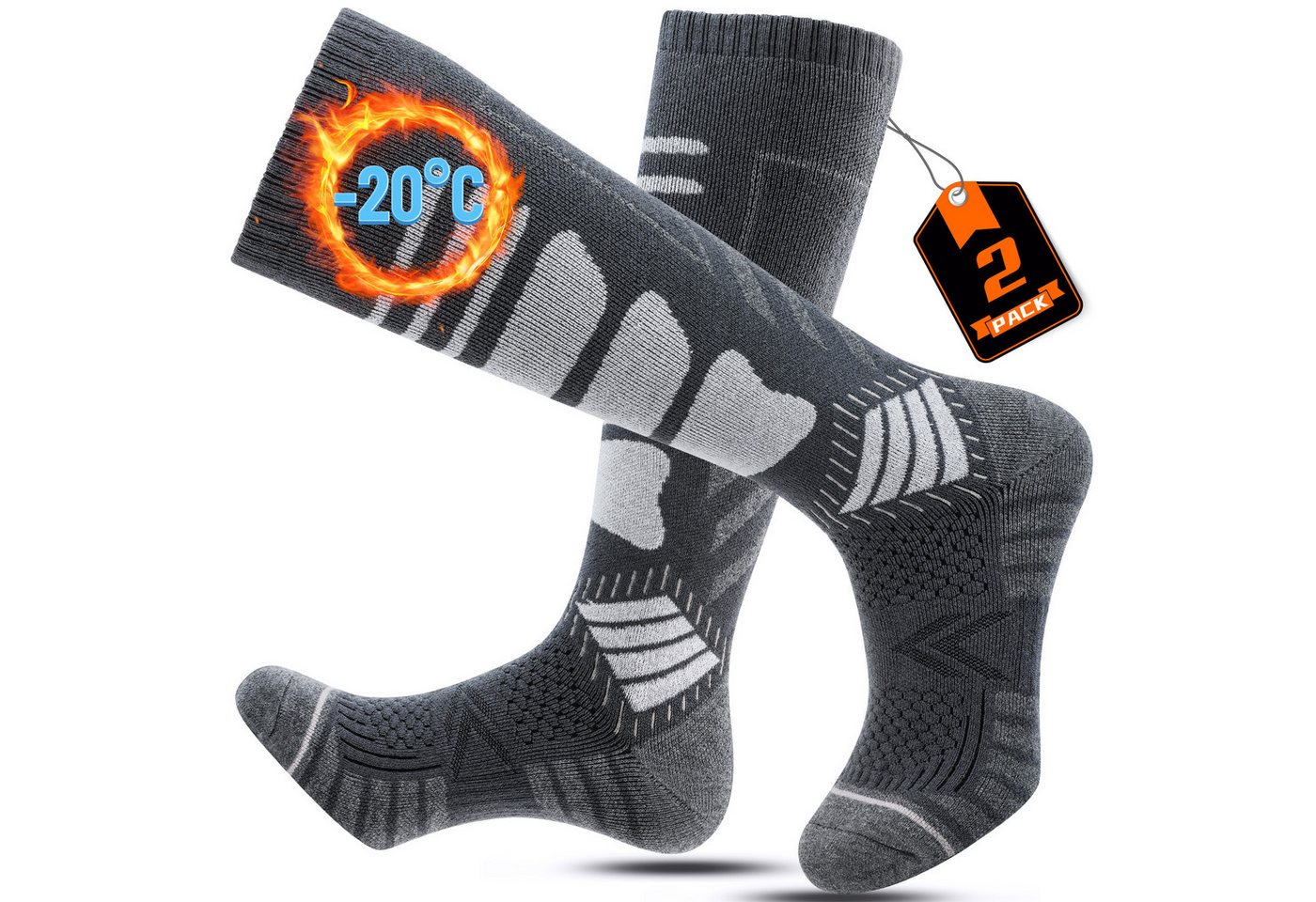 TANSTC Skisocken Merino Socken Herren Damen Thermosocken Wintersocken Kniestrümpfe Wärmend,elastisch,atmungsaktiv,temperaturregulierend,strapazierfähig