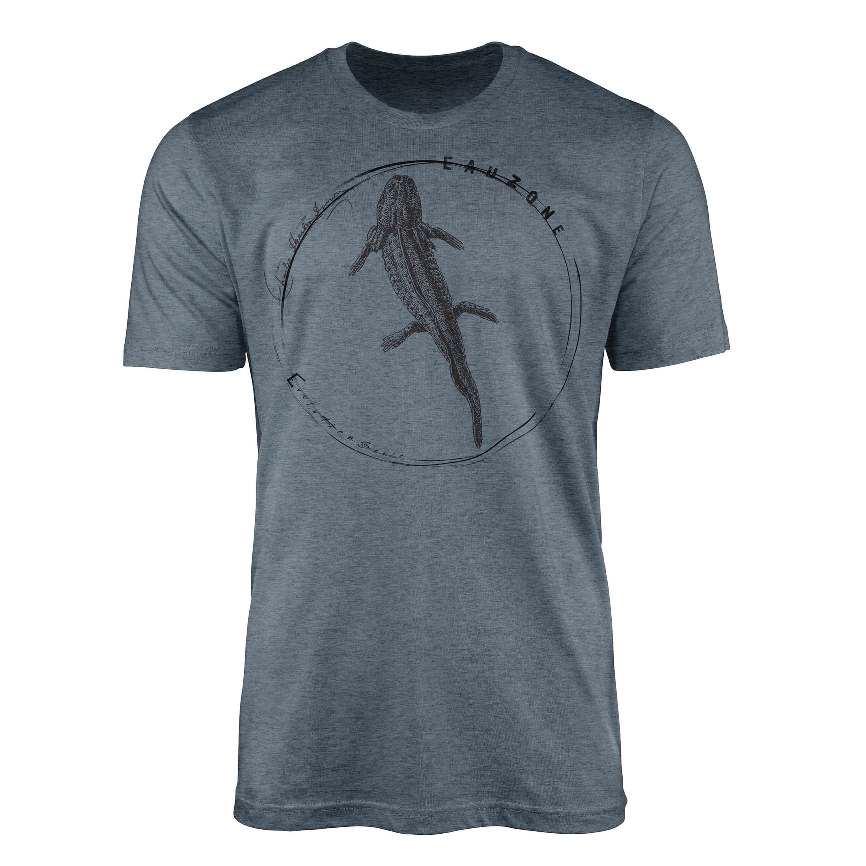 Sinus Art T-Shirt Evolution Herren T-Shirt Axolotl Indigo