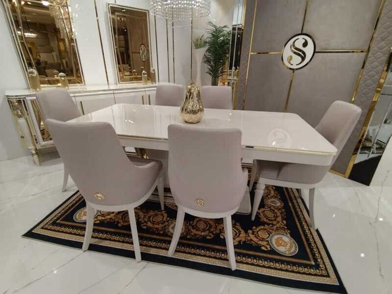 Garnitur (4-St., Esstisch + Stühle Tisch, Esstisch Esszimmer-Set Tisch Esszimmer Stühle) + Garnitur Stuhl JVmoebel 4x