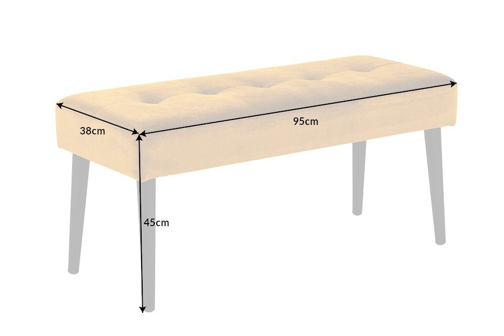 riess-ambiente Sitzbank BOUTIQUE Samt 95cm (Einzelartikel, Metall · Esszimmer · Polster / · senfgelb Schlafzimmer Flur · 1-St), · schwarz