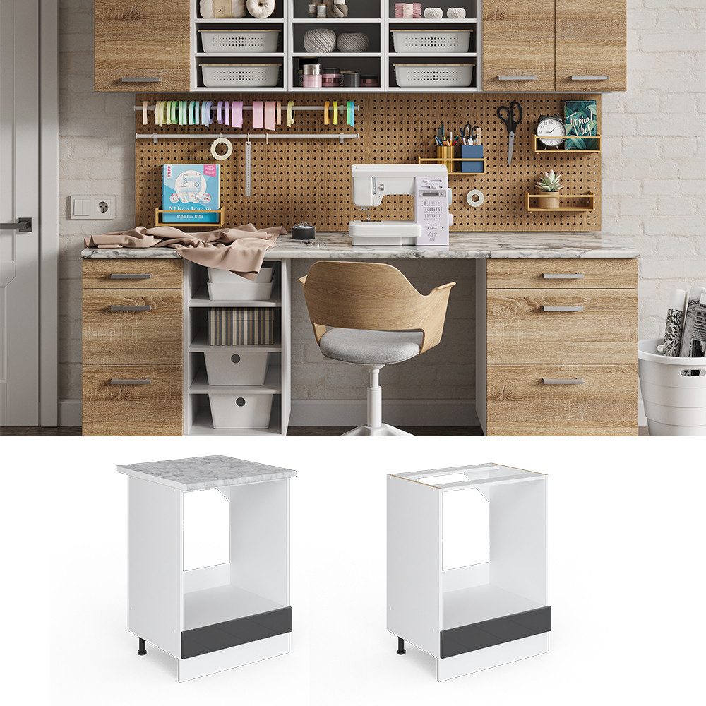 Vicco Schranksystem R-Line, Anthrazit Hochglanz/Weiß, 60cm günstig online kaufen