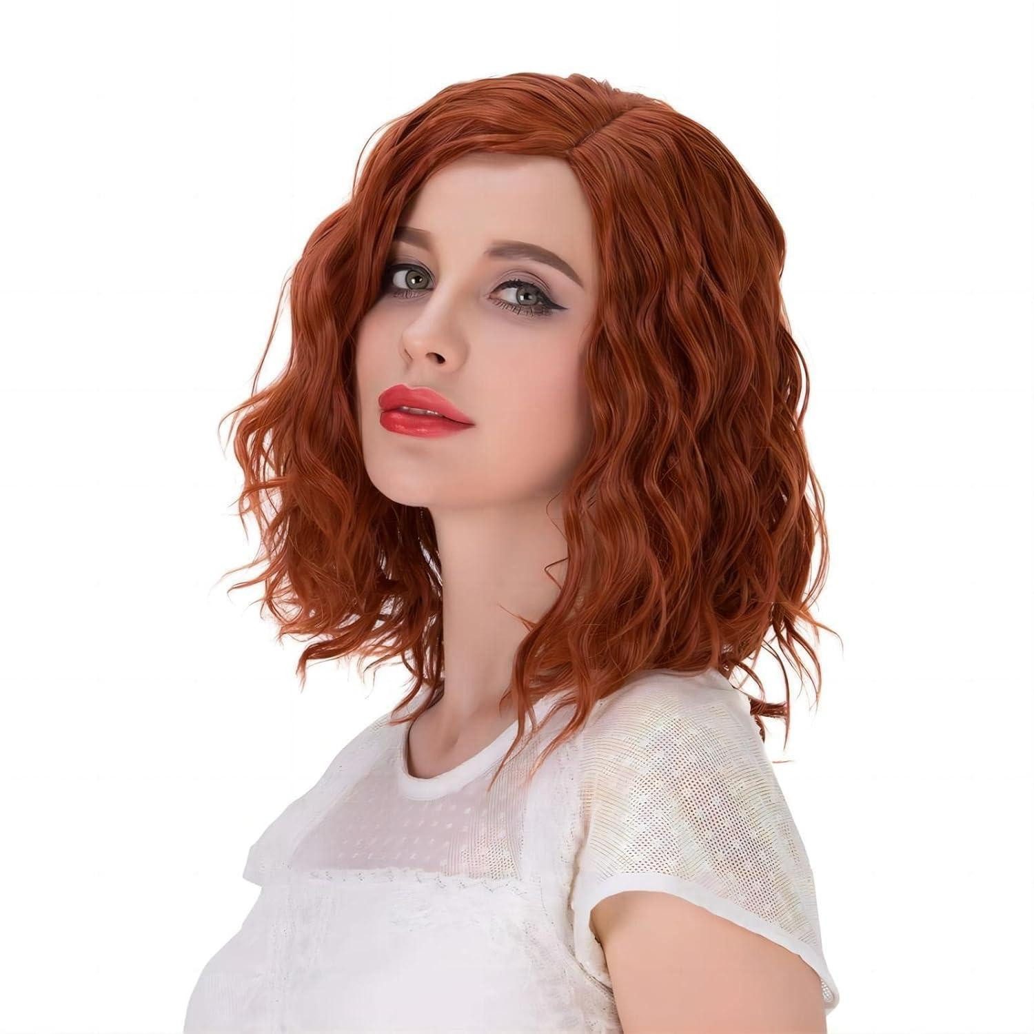 LuxusKollektion Kunsthaarperücke Perücke rot kurz Locken Bob synthetisch Cosplay Auburn