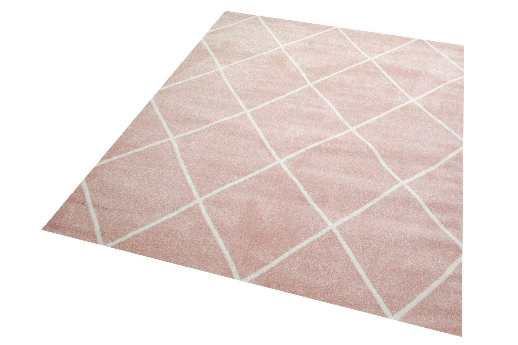 Carpetia Teppich Wohnzimmerteppich Rautenmuster Weiß Creme günstig online kaufen