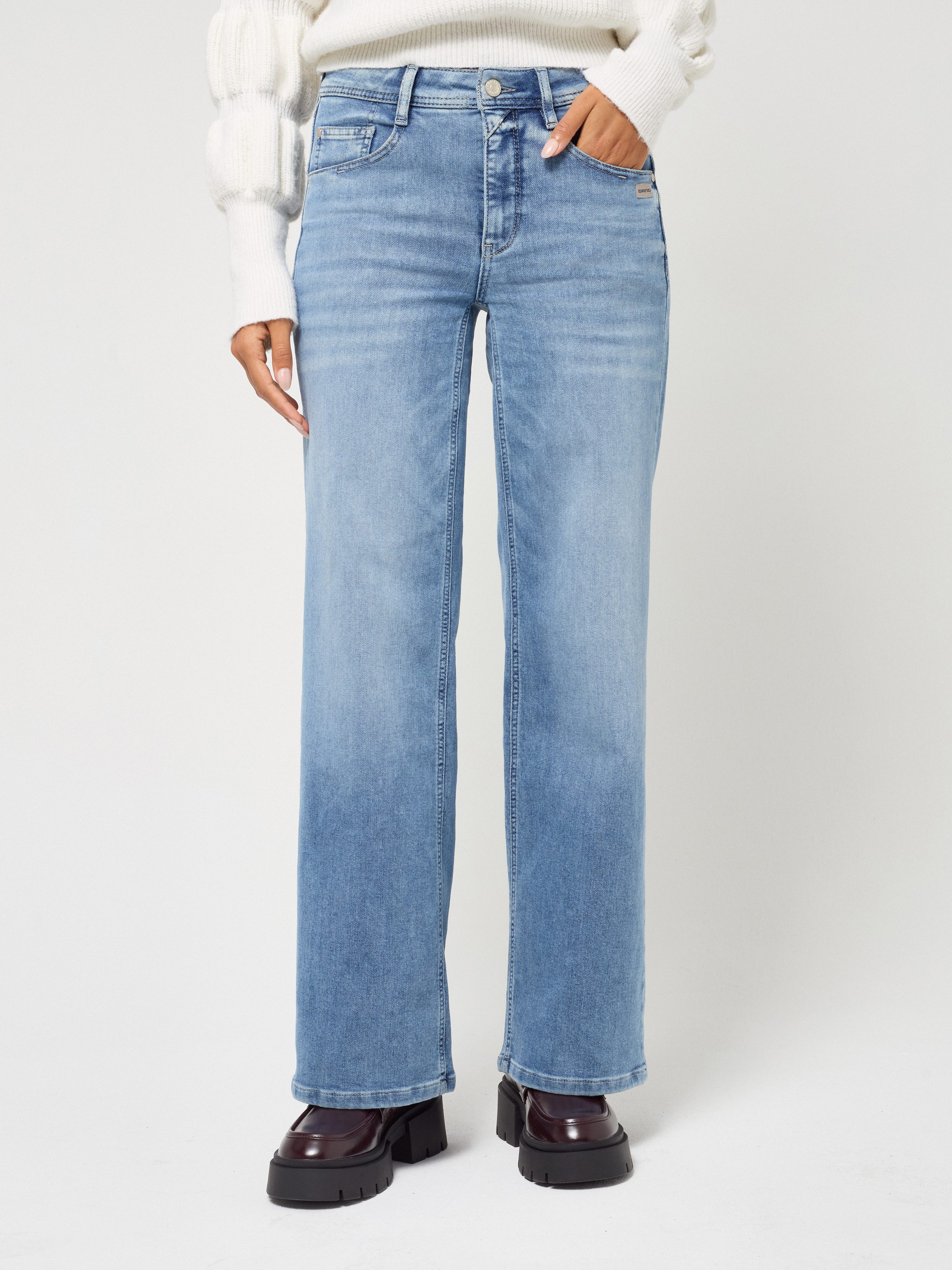 GANG 5-Pocket-Jeans 94AMELIE WIDE aus Sweat Denim