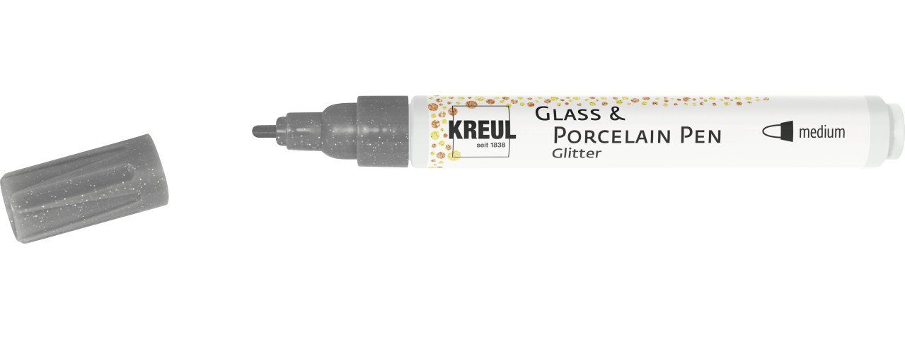 Porcelain Kreul 1-3 Kreul & Künstlerstift Pen Glass anthrazit, Glitter