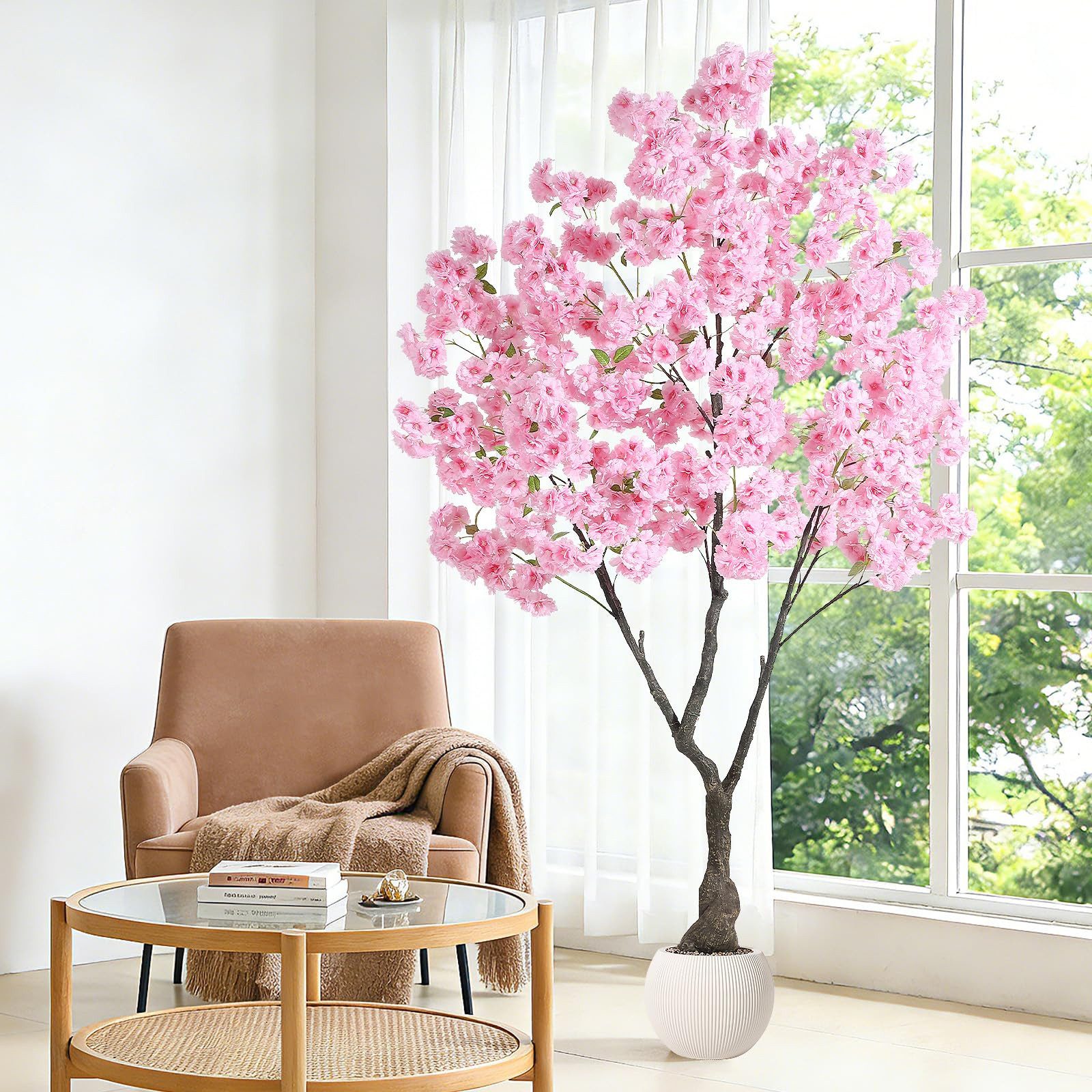 Kunstbaum Künstlicher Kirschblütenbaum für Zuhause Indoor Outdoor Veranda, GarveeMore – Bild 2 von 5