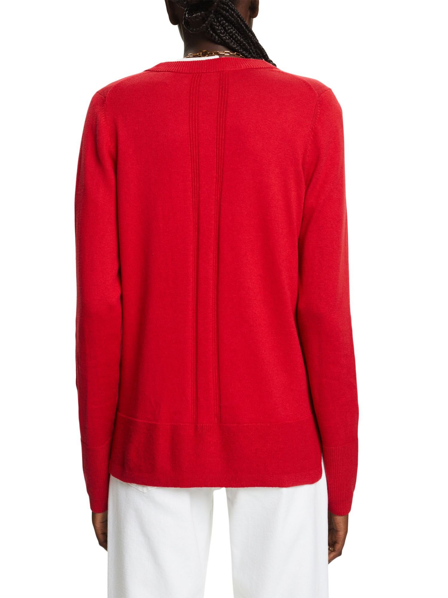 Cardigan mit RED Strickjacke Esprit (1-tlg) V-Ausschnitt DARK