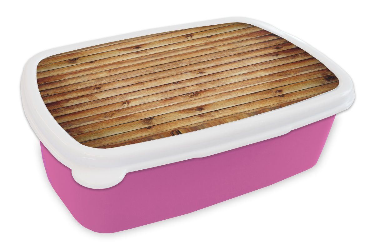 Kunststoff Mädchen, Kinder, Brotdose Kunststoff, - Lunchbox rosa Wand MuchoWow - Regale Erwachsene, (2-tlg), Snackbox, Brotbox Holz, für