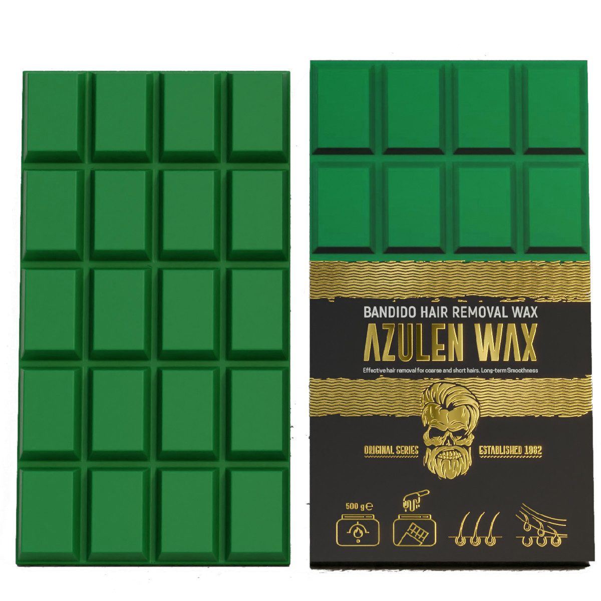 Bandido Warmwachs-Haarentferner Bandido Hair Removal Wax Heißwachs Schokoladenform 500g Azulen