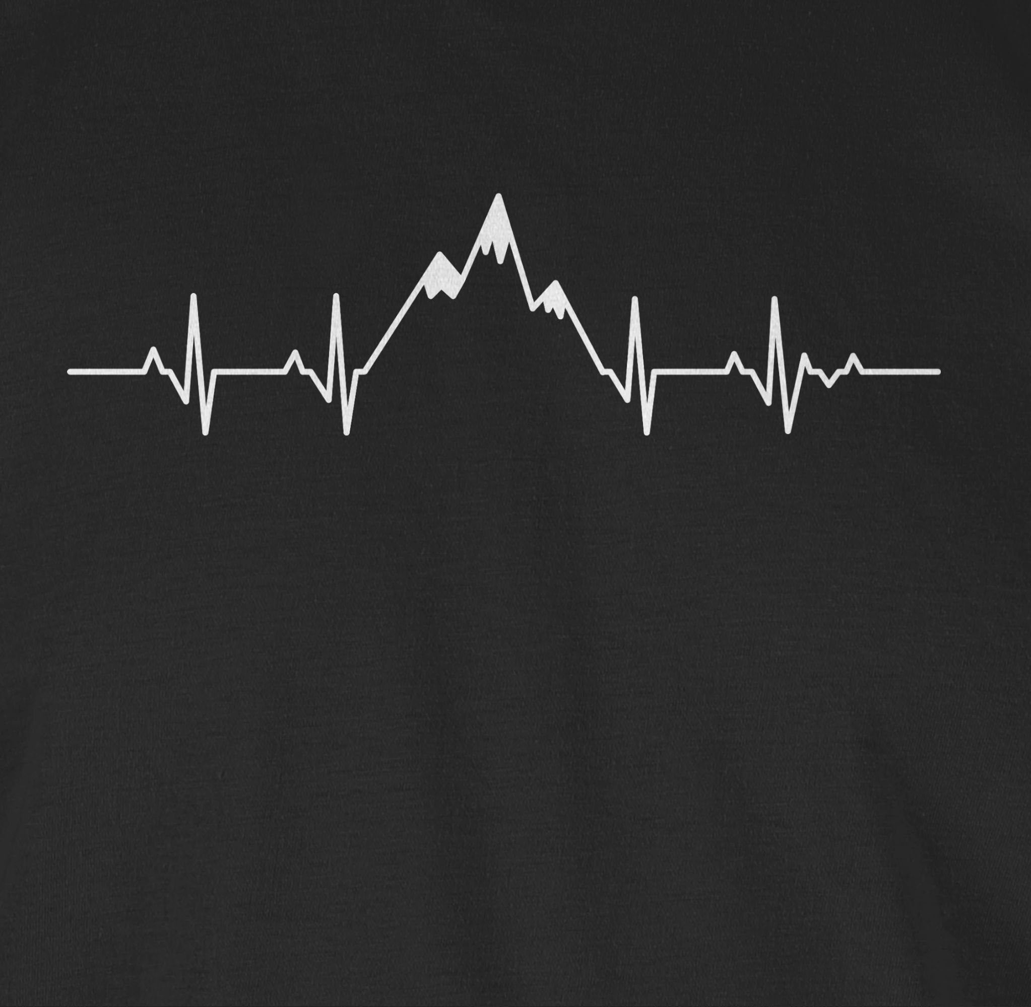 01 Schwarz Shirtracer Symbol und Zeichen Herzschlag T-Shirt Berge Outfit