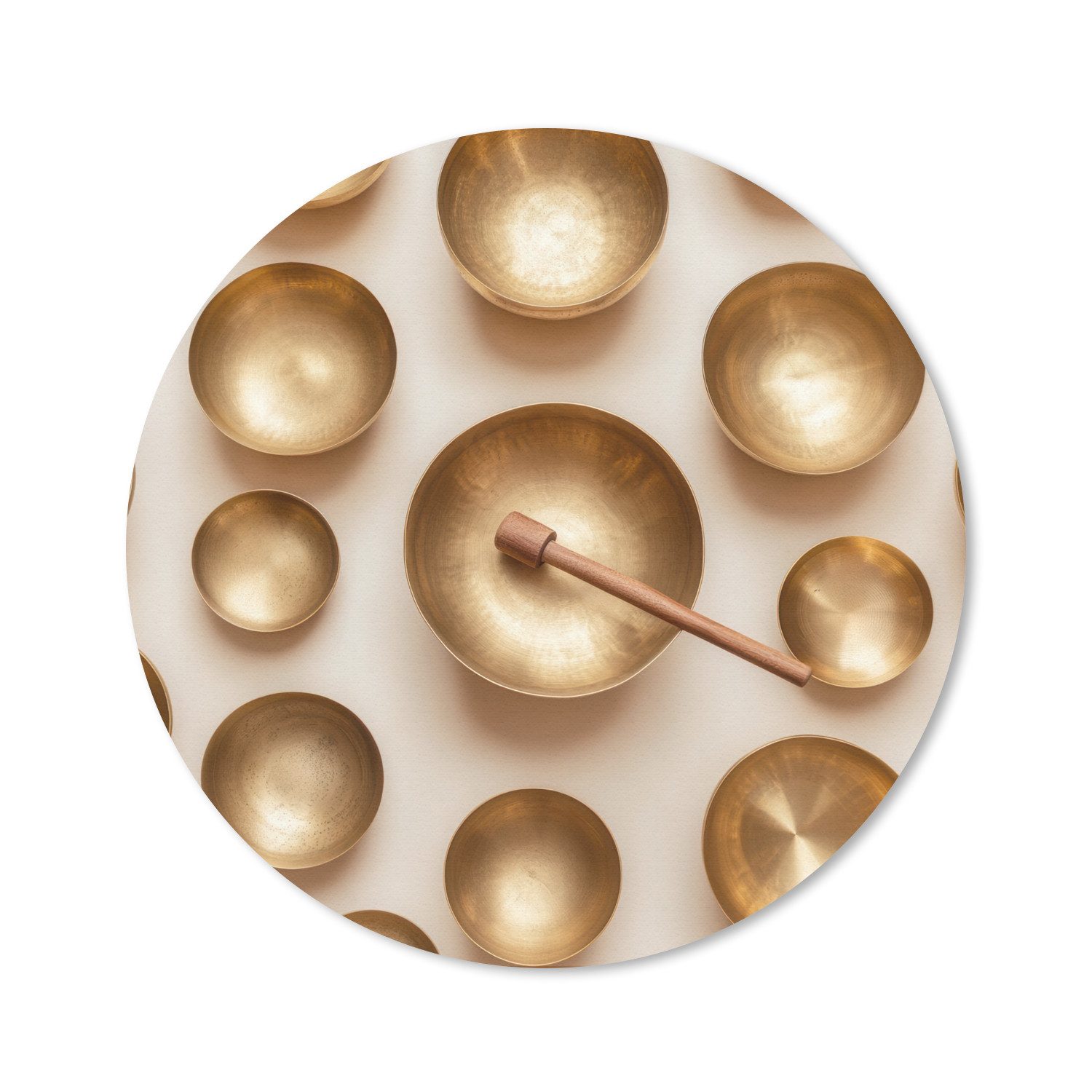 MuchoWow Mauspad Symmetrisch - Gold - Bronze - Balance (1-St), Mousepad mit Rutschfester Unterseite, Gaming, Rund, 40x40 cm