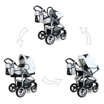 bergsteiger Kombi-Kinderwagen Babywagen Capri 3in1, Kombikinderwagen Komplettset inkl. Zubehör - Babyschale, Buggy-Aufsatz, Sonnenschutz & Wetterfußsack, Federleichtes Gewicht, (10-tlg)