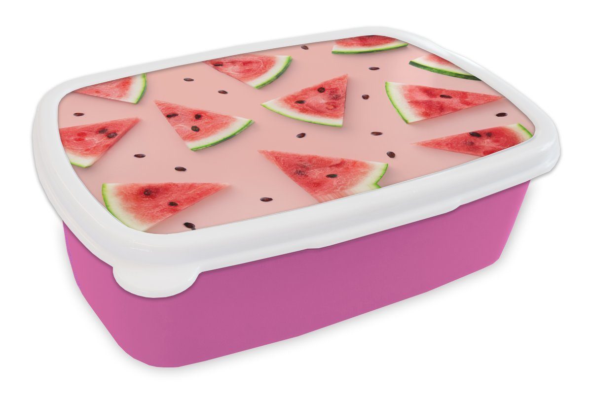 Sommer Kunststoff, - Wassermelone (2-tlg), Muster, für Brotdose Snackbox, - Lunchbox Brotbox Kunststoff - Erwachsene, Rosa Kinder, Mädchen, MuchoWow