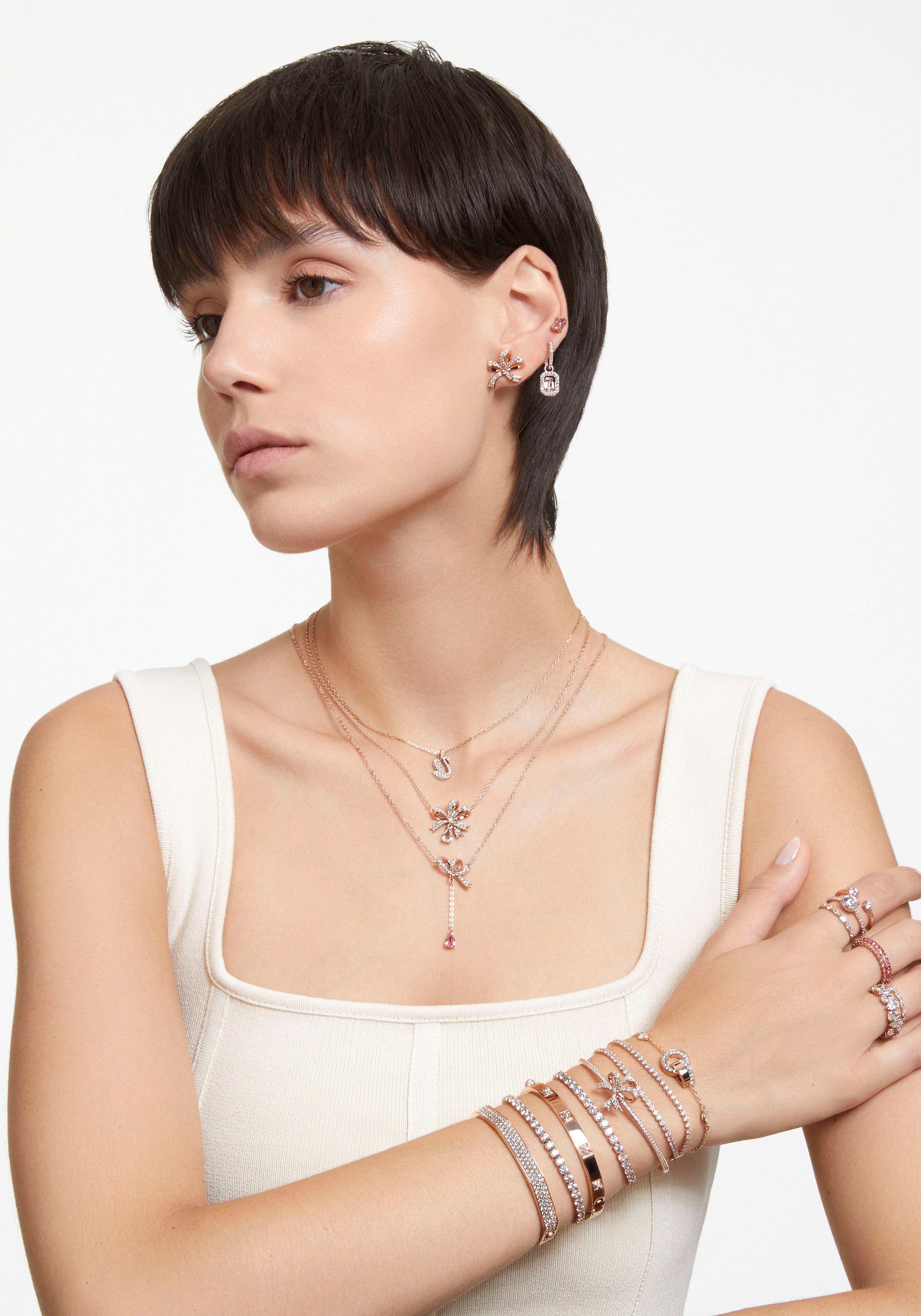 mit Armreif Kristallen Pavé, Swarovski® Swarovski roségoldfarben-kristallweiß Achteckform, Bestückt Dextera,