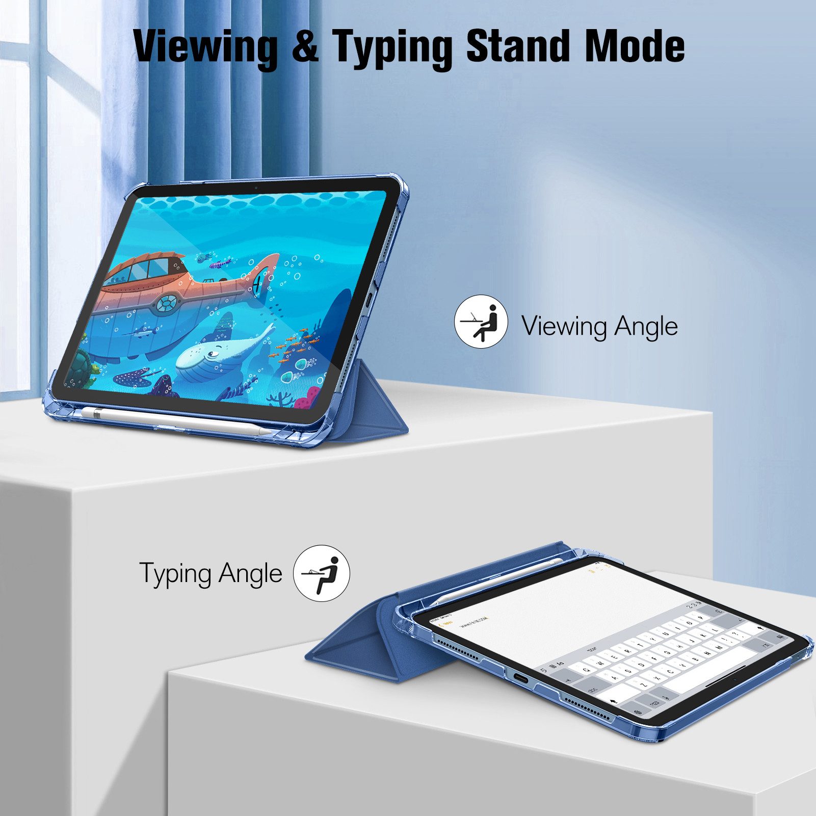 Fintie Tablet-Hülle für iPad 11 Generation 11‘’ 2025 (A16), iPad 10 Generation 10.9'' 2022, ultradünn, mit Stifthalter, transparenter Rückseite, Auto Schlaf/Wac – Bild 4 von 5