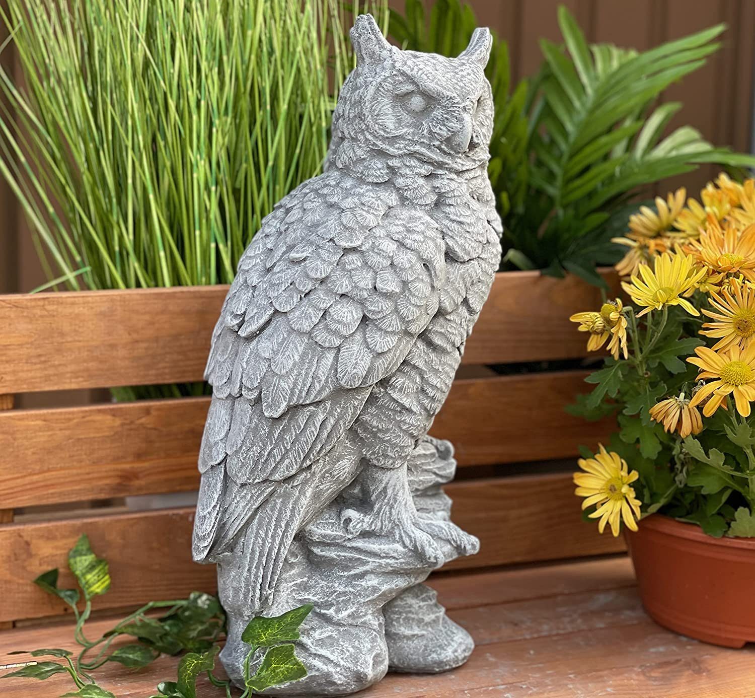 Stone and Style Gartenfigur Steinfigur grosse Eule auf Stein naturgetreu günstig online kaufen