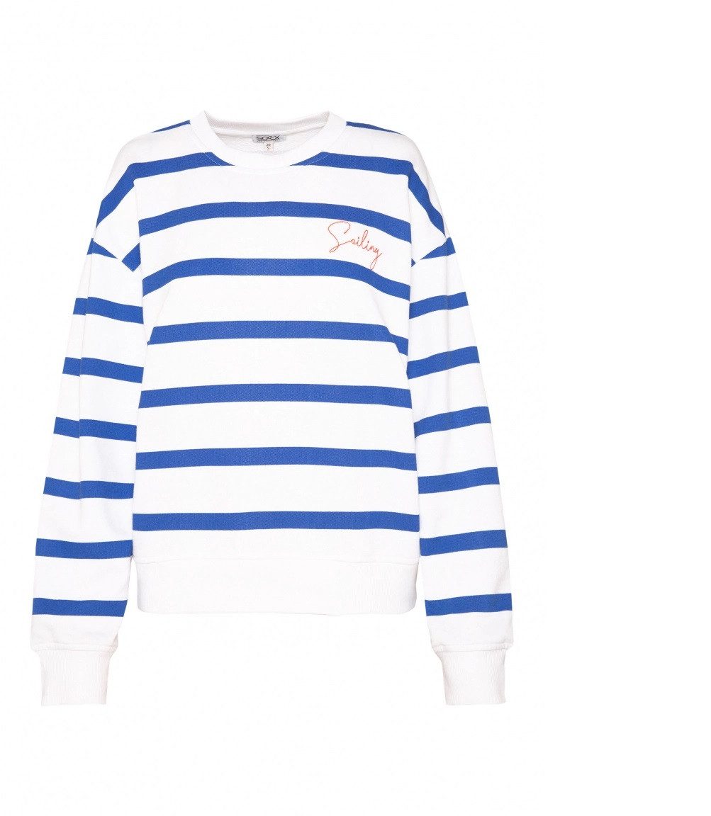 SOCCX Sweatshirt mit Streifen-Design opticwhite filigranen Sailing-Stickere günstig online kaufen