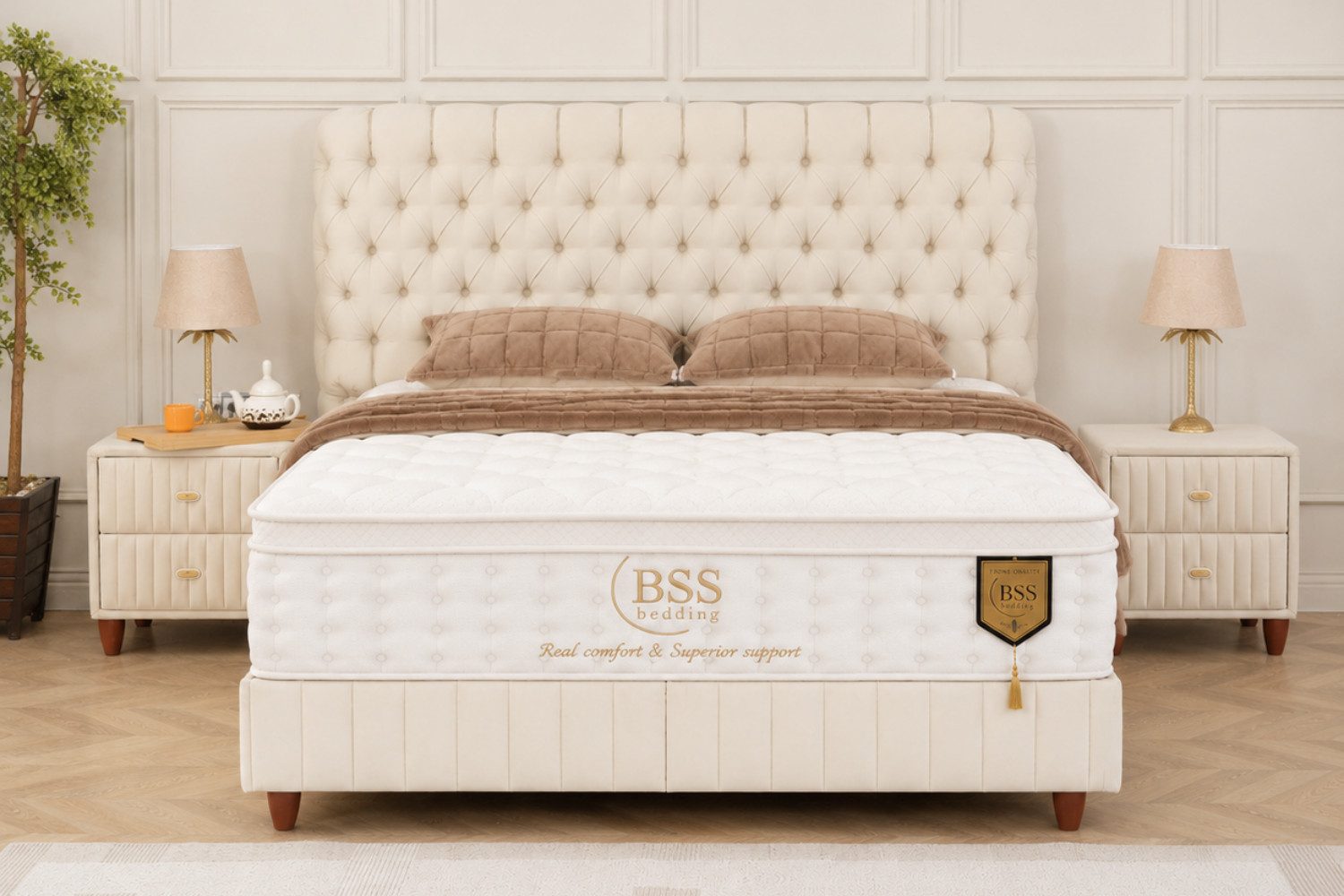 BSS BEDDING Polsterbett mit Bettkasten, Boxspringbett mit Matratze & Stauraum, Bett (mit/ohne Nachttisch), Taschenfederkernmatratze