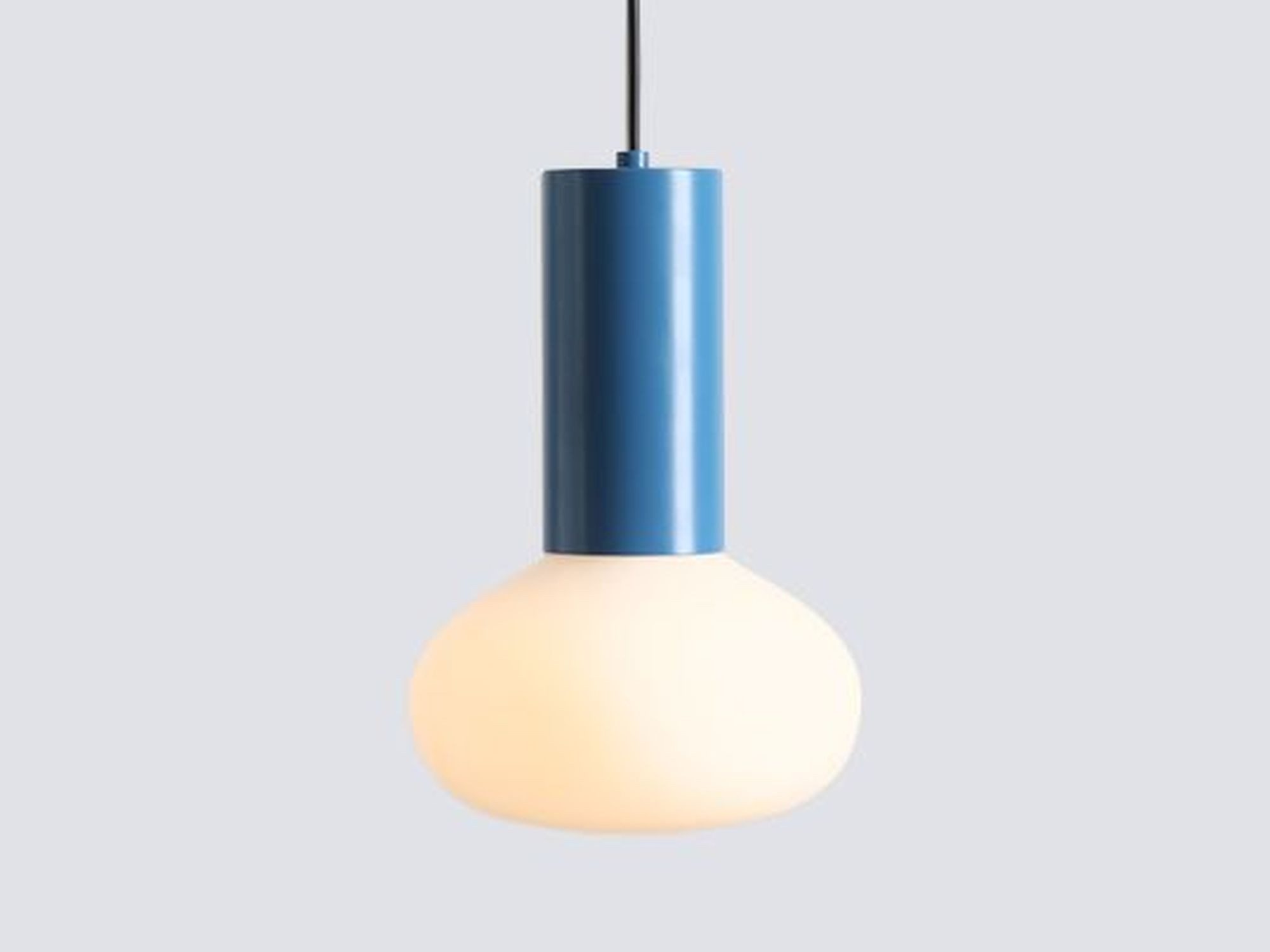 Licht-Erlebnisse Pendelleuchte ERAL, Metall Glas E14 rund Ø 19 cm H: max. 250 cm Blau Weiß Modern