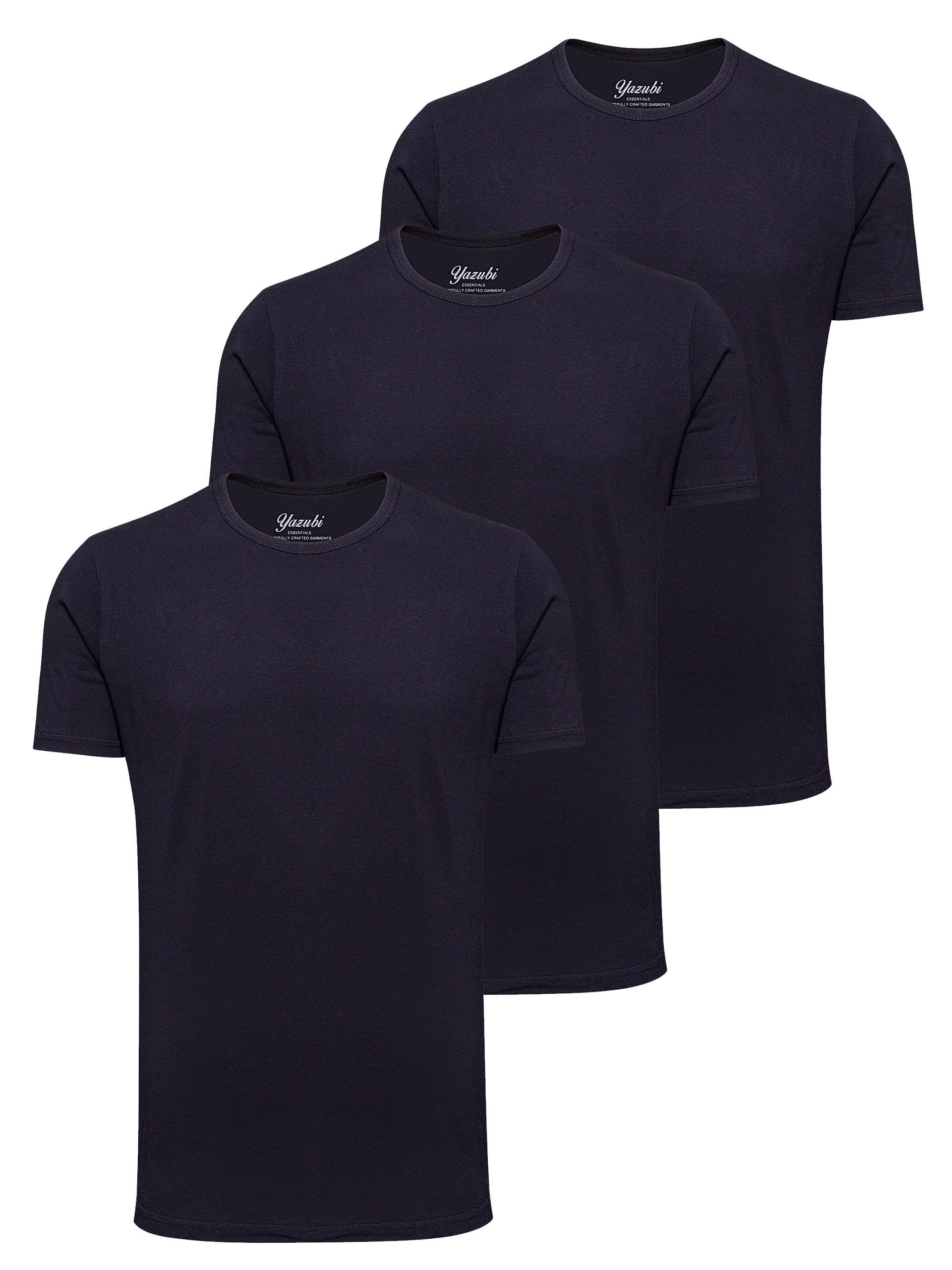 Yazubi T-Shirt Max Shaped Long Tee 3-Pack (Set, 3er-Pack) modernes Rundhalsshirt Blau (night sky 193924)