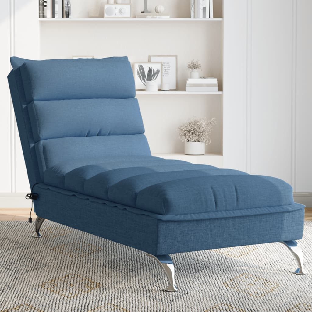 vidaXL Chaiselongue Massage-Chaiselongue mit Kissen Blau Stoff