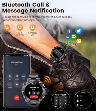 Lige Herren mit Telefonfunktion, IPS Berührungsbildschirm, Smartwatch (1.5 Zoll, Andriod iOS), mit 23 Sportmodi 24 Stunden BlutdruckPulsmesser BlutdruckSchrittzähler