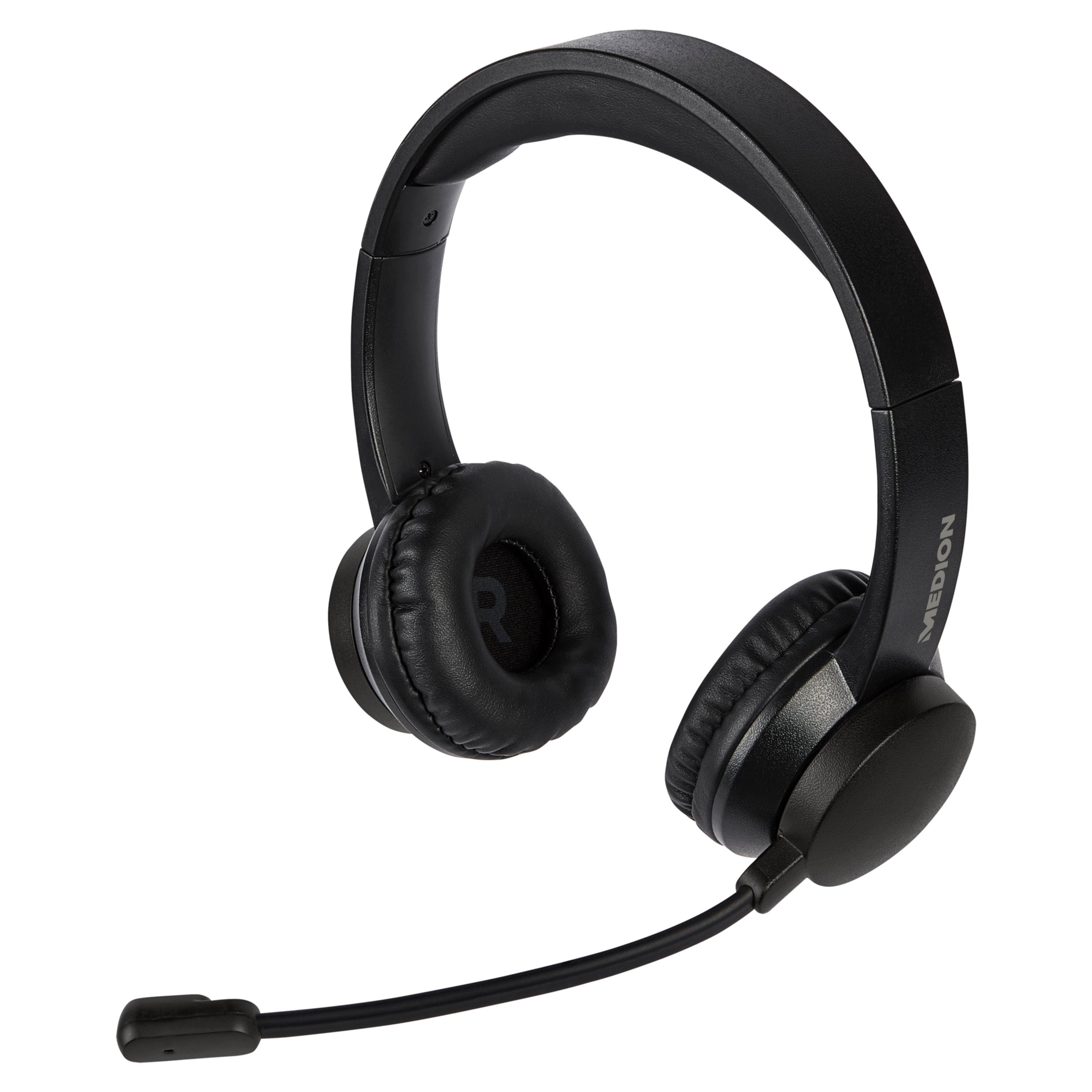 Plug&Play Integriertes E83265 black MD43265) (EIN/AUS-Schalter, Lautstärkeregler Funktionstasten, Stereo Lautstärkeregler, Headset Ergonomisch, Erweiterte Kopfhörer USB Medion® Mikrofon,