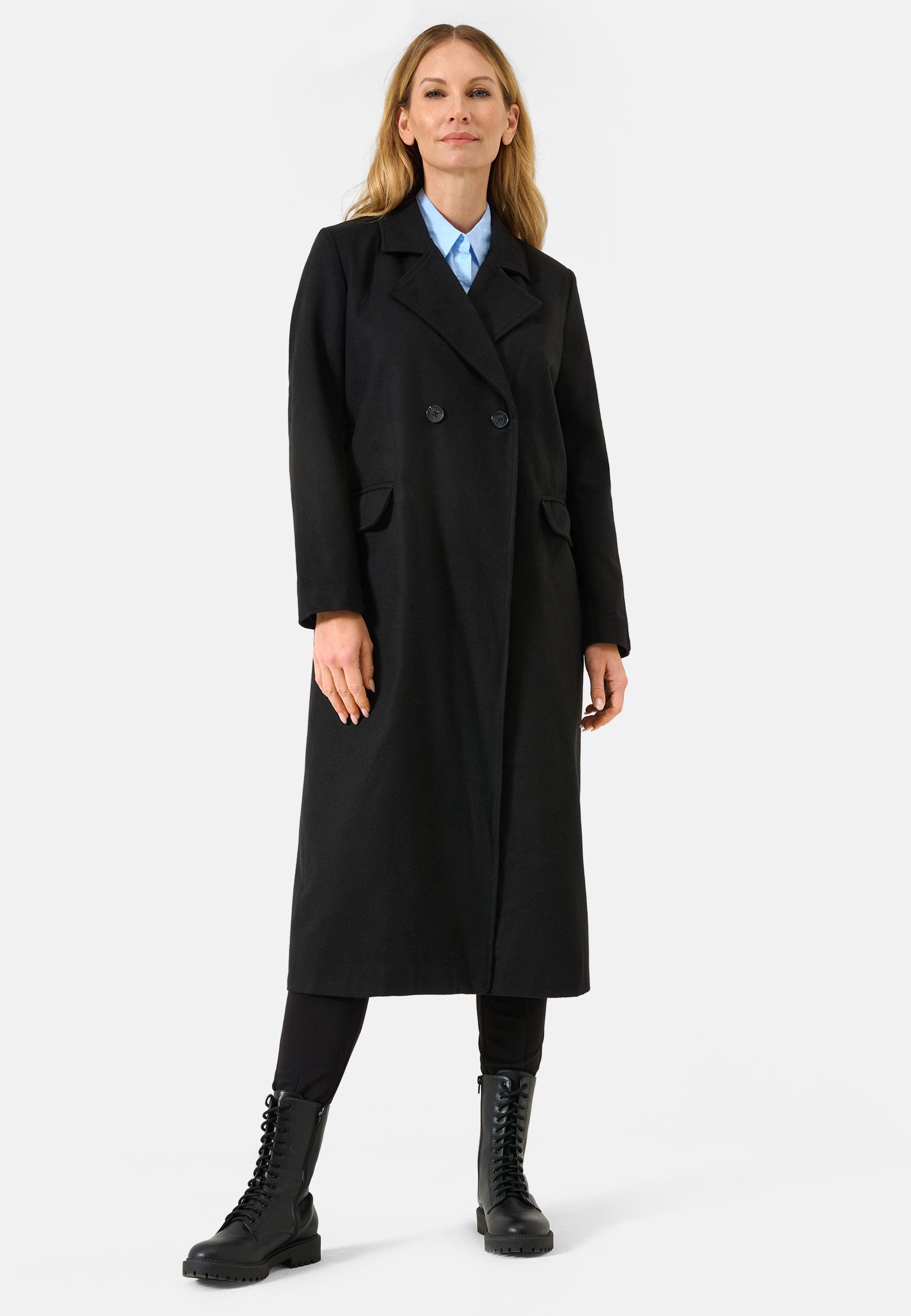 RICANO Langmantel Alberta Damen Wollmantel mit Reverskragen und Pattentasch günstig online kaufen