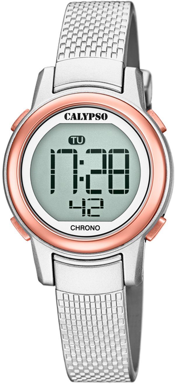 CALYPSO WATCHES Chronograph Digital Crush, K5736/2, Armbanduhr, Quarzuhr, Damenuhr, Digitalanzeige, Datum, Stoppfunktion