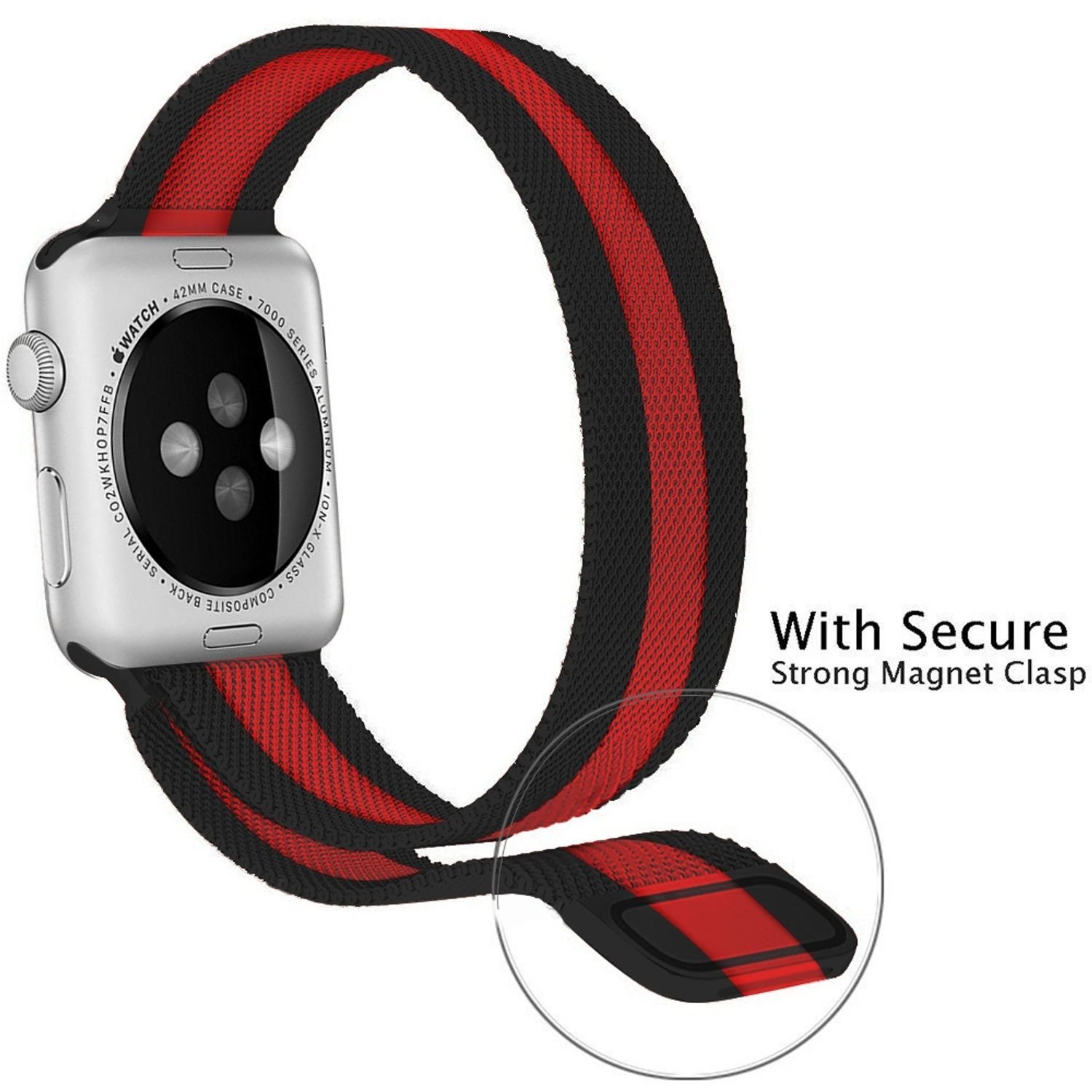 / 44 4 38 König Apple 6 Schwarzrot Loop mm, 5 SE Smartwatch-Armband Silikon 2 mm 45 / 42 7 Sport Band Watch 3 1 mm für Design 45 8 Ersatz Series - Armband