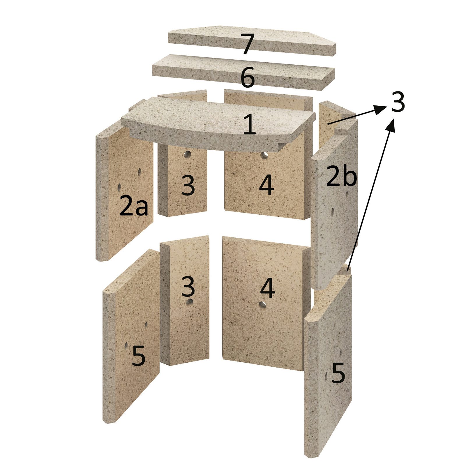 H&M Germany Kaminofen-Erweiterungssegmet Innenauskleidung Vermiculite komplett Fireplace Alicante