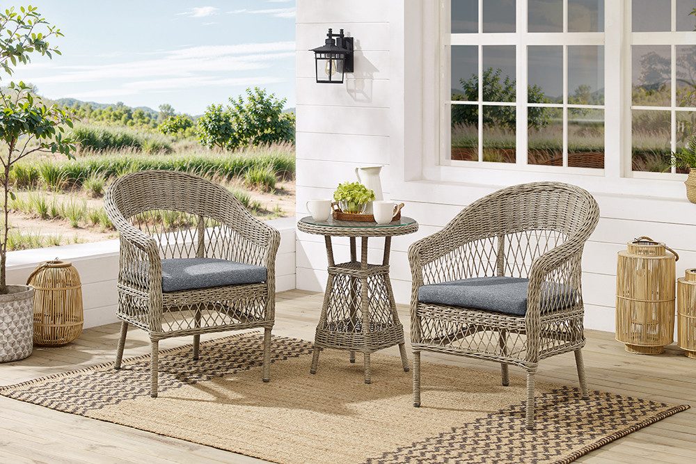 riess-ambiente Balkonset ELYSEE natur / grau Aluminium Polyrattan · Outdoor günstig online kaufen