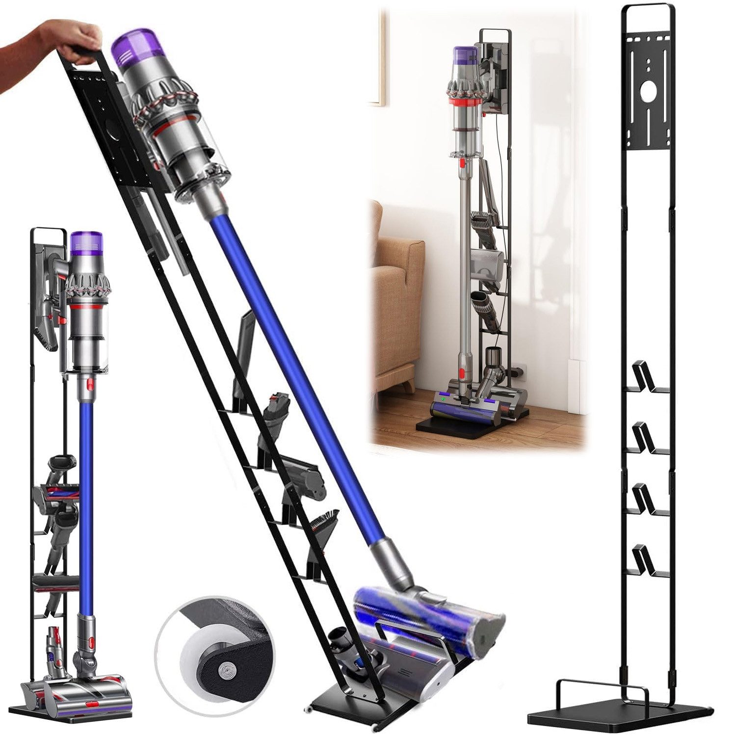 AKKEE Halterung passend für Dyson Gen5 V15s V15 V11 V10 V8 V7 V6, (Mit Rollenzubehörhalter)