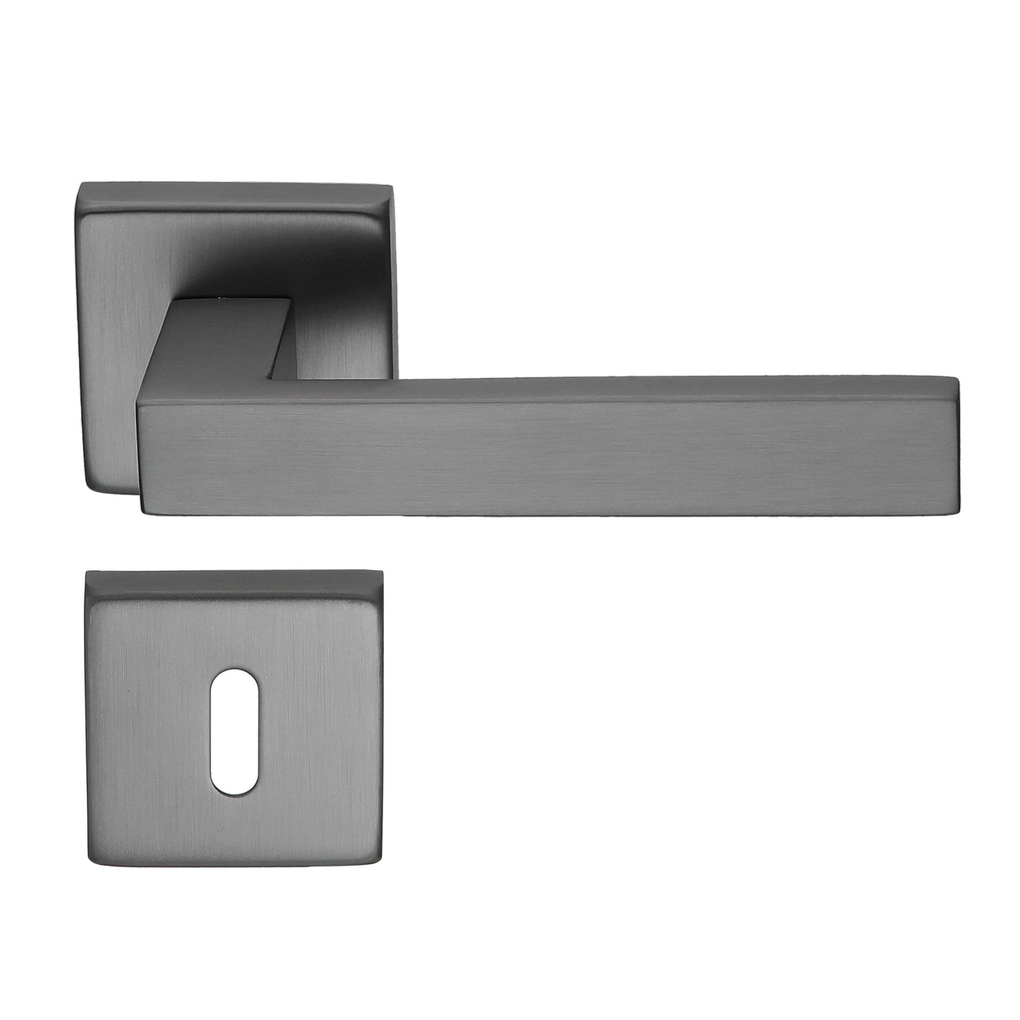 MeinTürgriff Drückergarnitur Trento Flachrosette samtgrau Türgriff eckig Rosettengarnitur