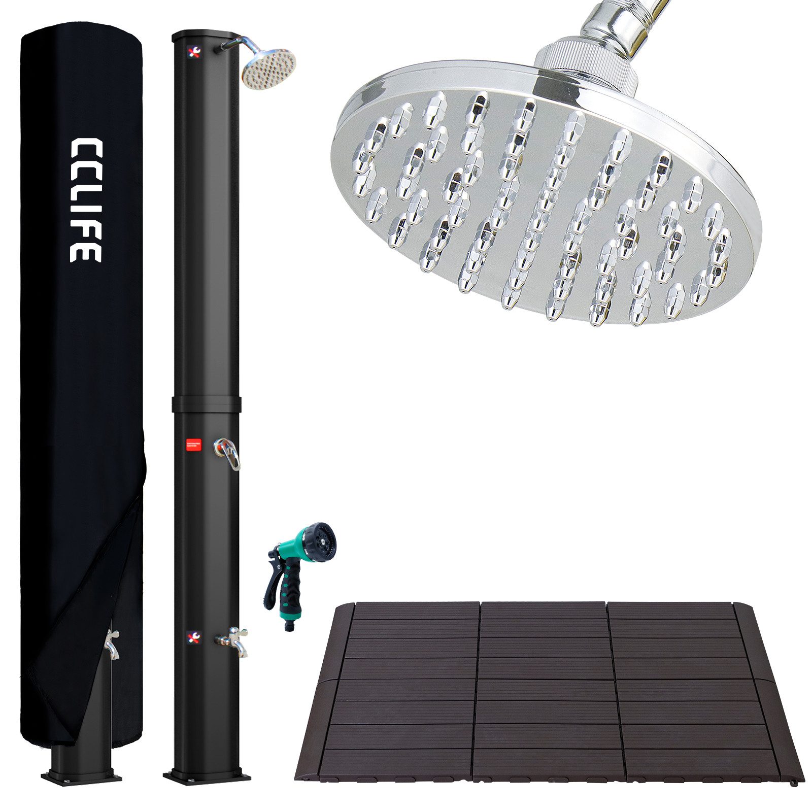 CCLIFE Gartendusche Solardusche 35/40/60L mit Kunststoffboden und Handbrause- pool garten