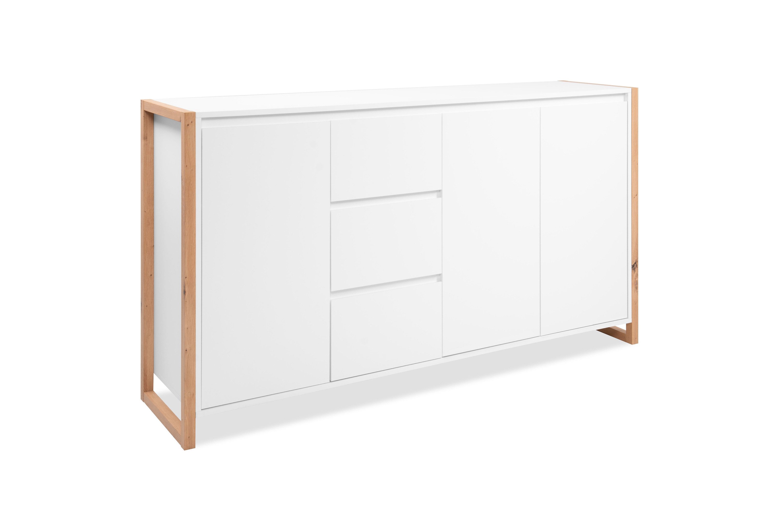 freiraum Sideboard Denver, in weiß / Dekor Artisan Oak - 160x88x40cm (BxHxT)