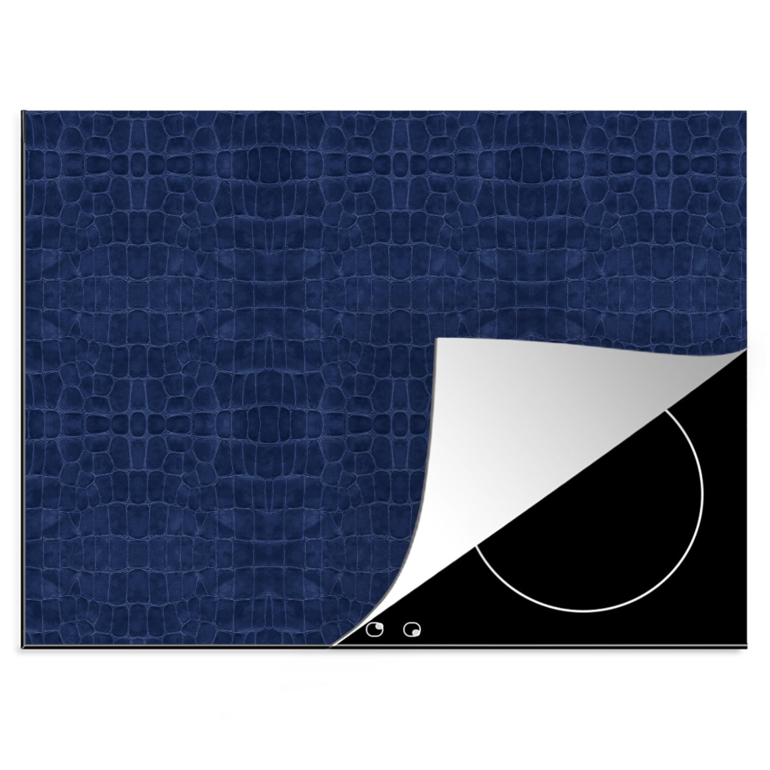 MuchoWow Herdblende-/Abdeckplatte nutzbar, Mobile - Ceranfeldabdeckung 70x52 Blau Tierfell, (1 - cm, Leder tlg), Induktionsschutz - Arbeitsfläche Vinyl