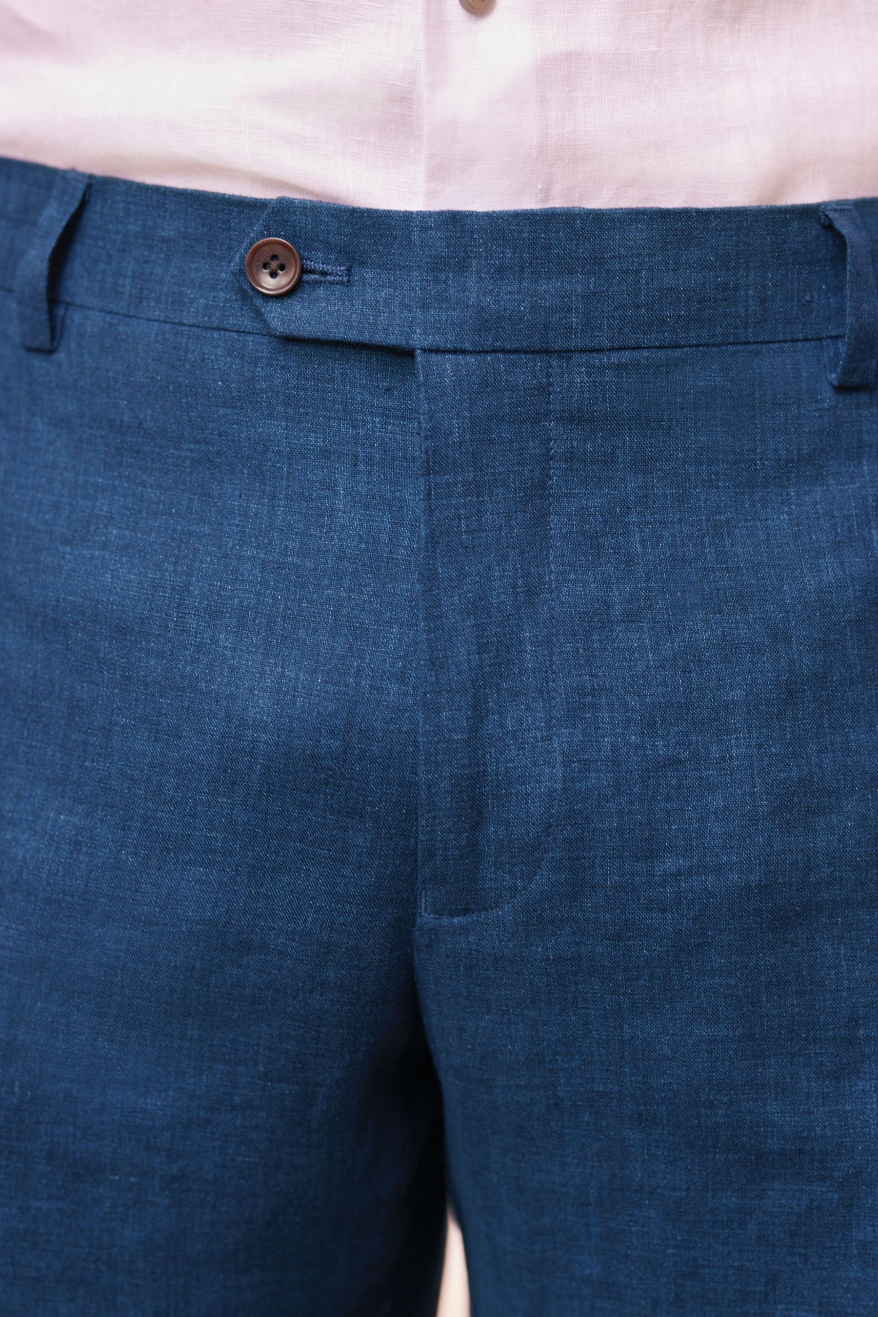 Anzughose (1-tlg) Next Blue Hose Fit: Leinen, Anzug Slim aus