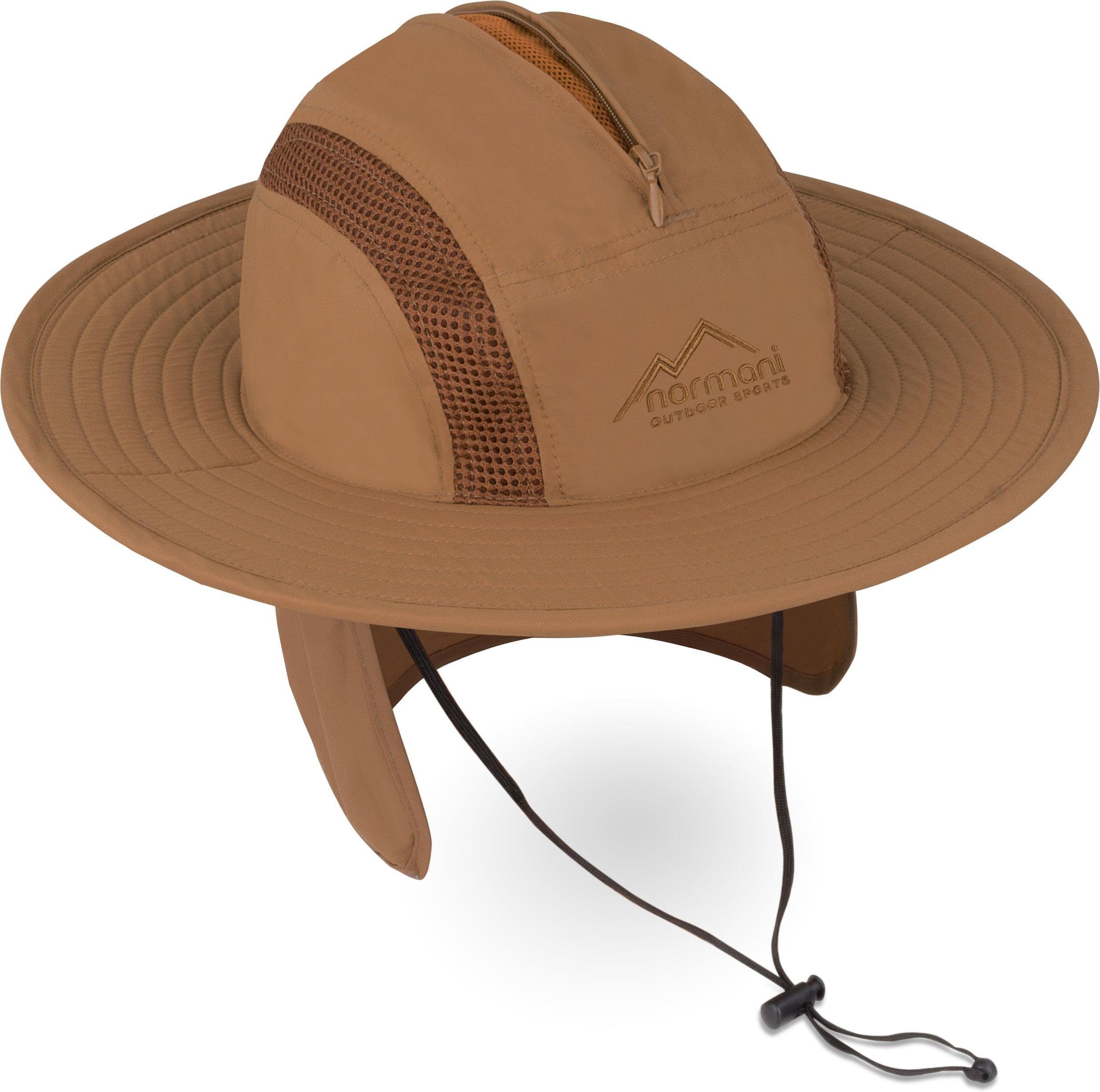 normani Outdoorhut Buschhut New Zealand Sonnenhut Outdoor Safari Schlapphut mit Nackenschutz und Kinnband